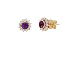 Natürlicher Amethyst 1,40cts & Diamant 0,60cts Ohrring in 18k Gold