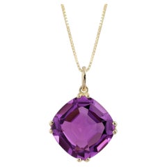 Pendentif en améthyste naturelle et or 14 carats, 18,37 carats, chaîne réglable de 18 pouces