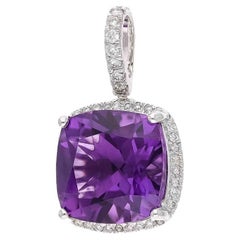 Pendentif en or 14 carats avec améthyste naturelle 3,50 carats et diamant 0,17 carat