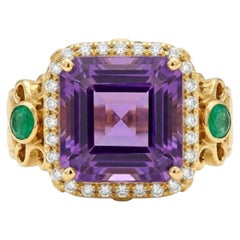 Natural Amethyst 4.75CTS & Diamond 0.2CTS Ring in 18k Gold