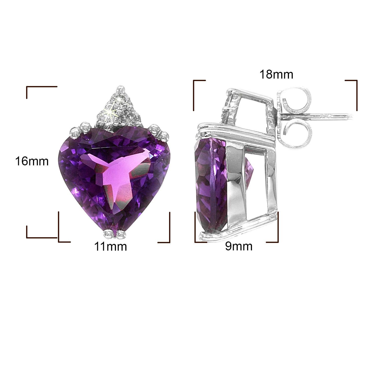 Natural Amethyst 7.98 Carats set in 14K White Gold Earrings with Diamonds For Sale 2