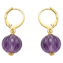 14k Yellow Gold Amethyst Stud Earrings, 0.13ct, Made in India