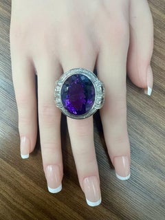 Natural Amethyst and Diamond Cocktail Ring