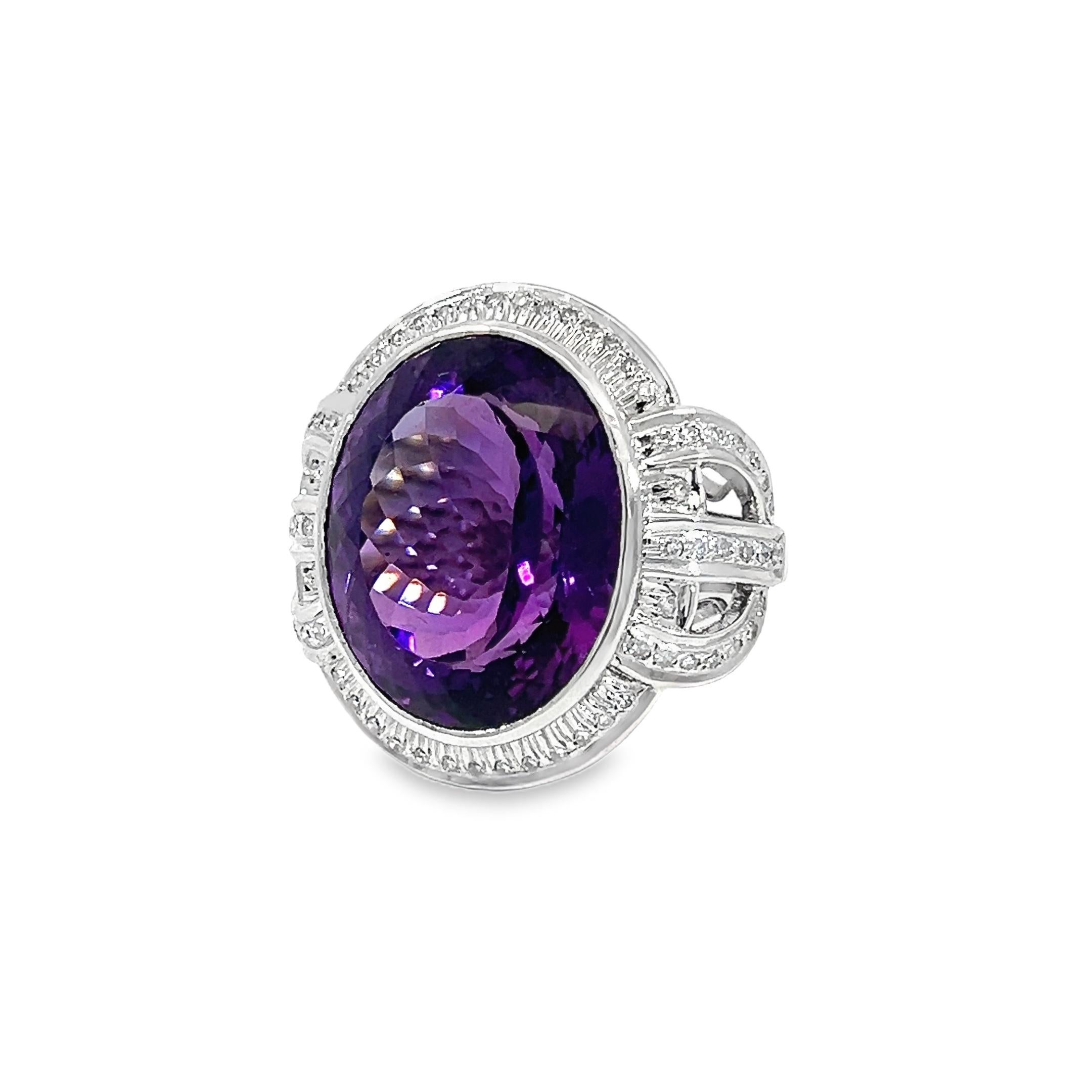 De las mujeres Anillo Cóctel Amatista Natural y Diamante en venta