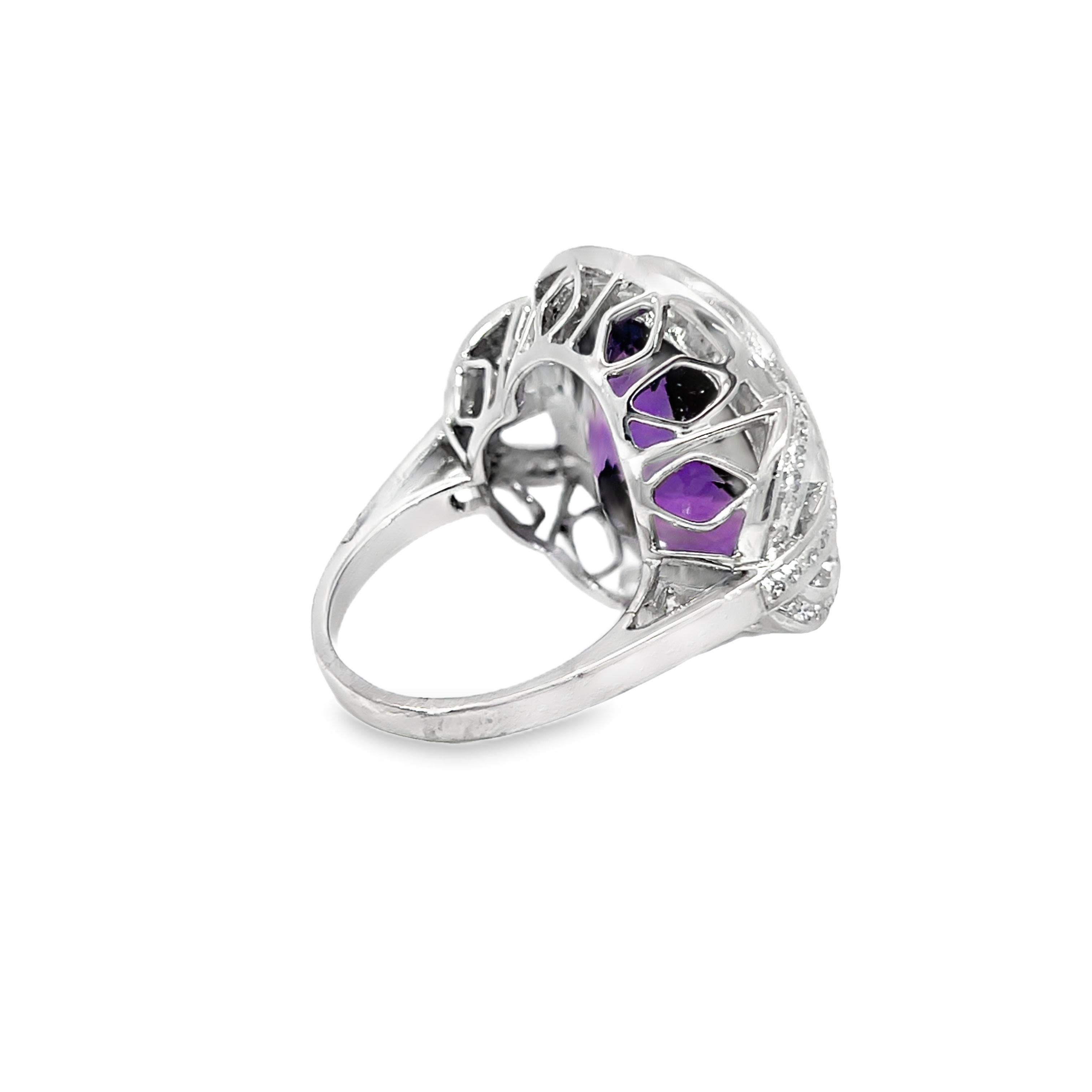 Anillo Cóctel Amatista Natural y Diamante en venta 3