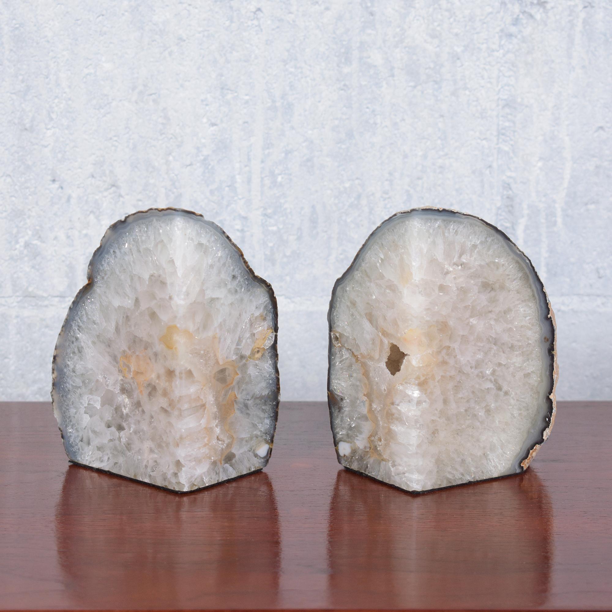 Early 20th Century Natural Amethyst Bookends: Elegant Geode Decor for Home or Office For Sale