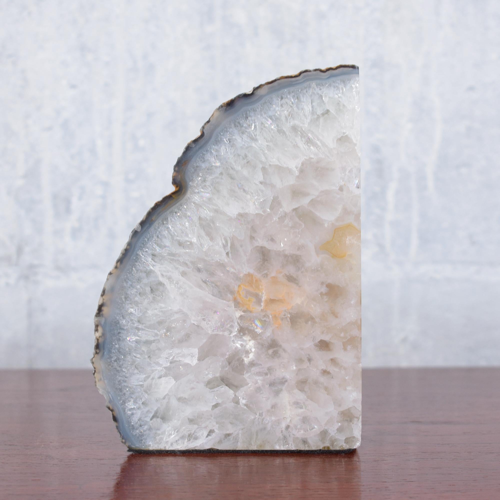 Natural Amethyst Bookends: Elegant Geode Decor for Home or Office For Sale 1