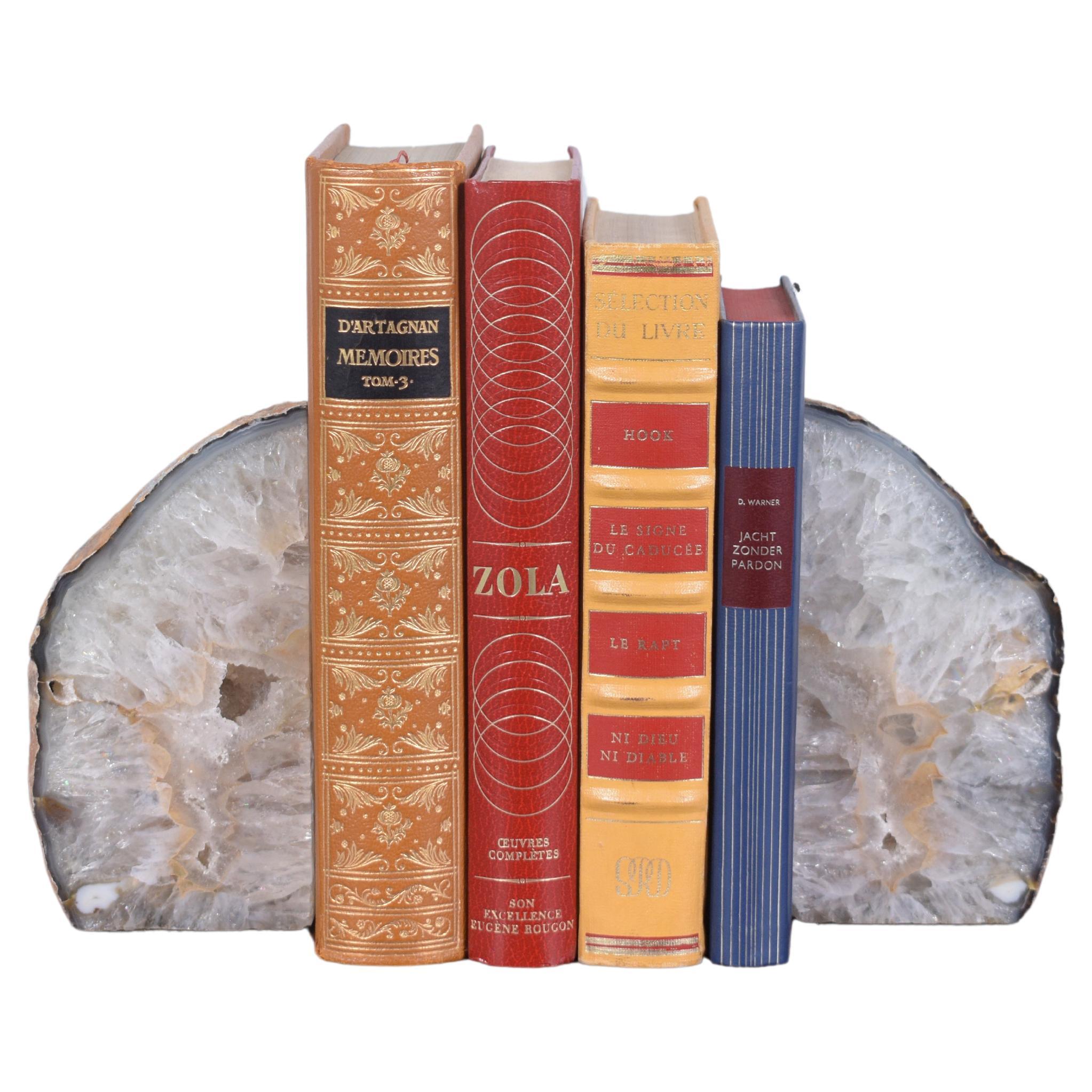 Natural Amethyst Bookends: Elegant Geode Decor for Home or Office For Sale