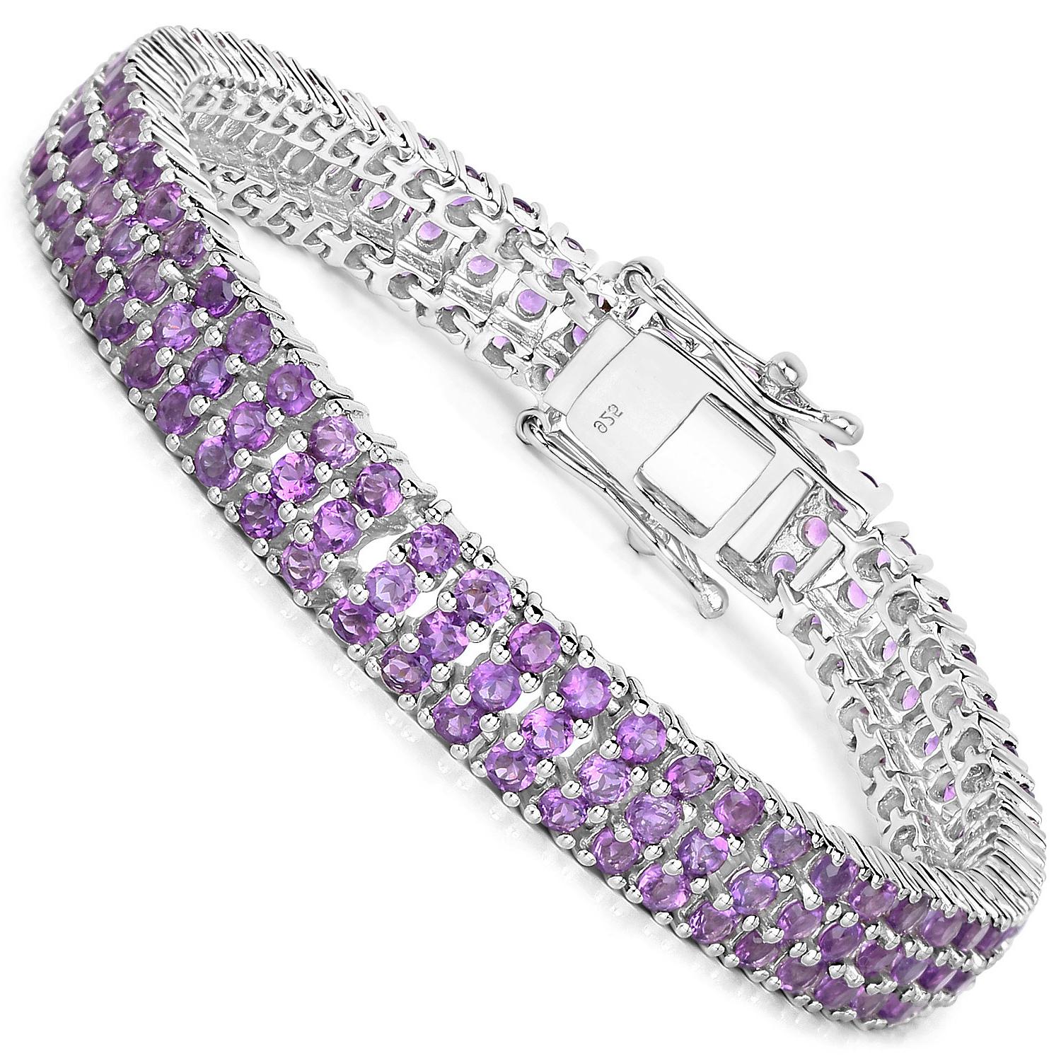 Contemporary Natural Amethyst Bracelet 10.26 Carats Sterling Silver For Sale