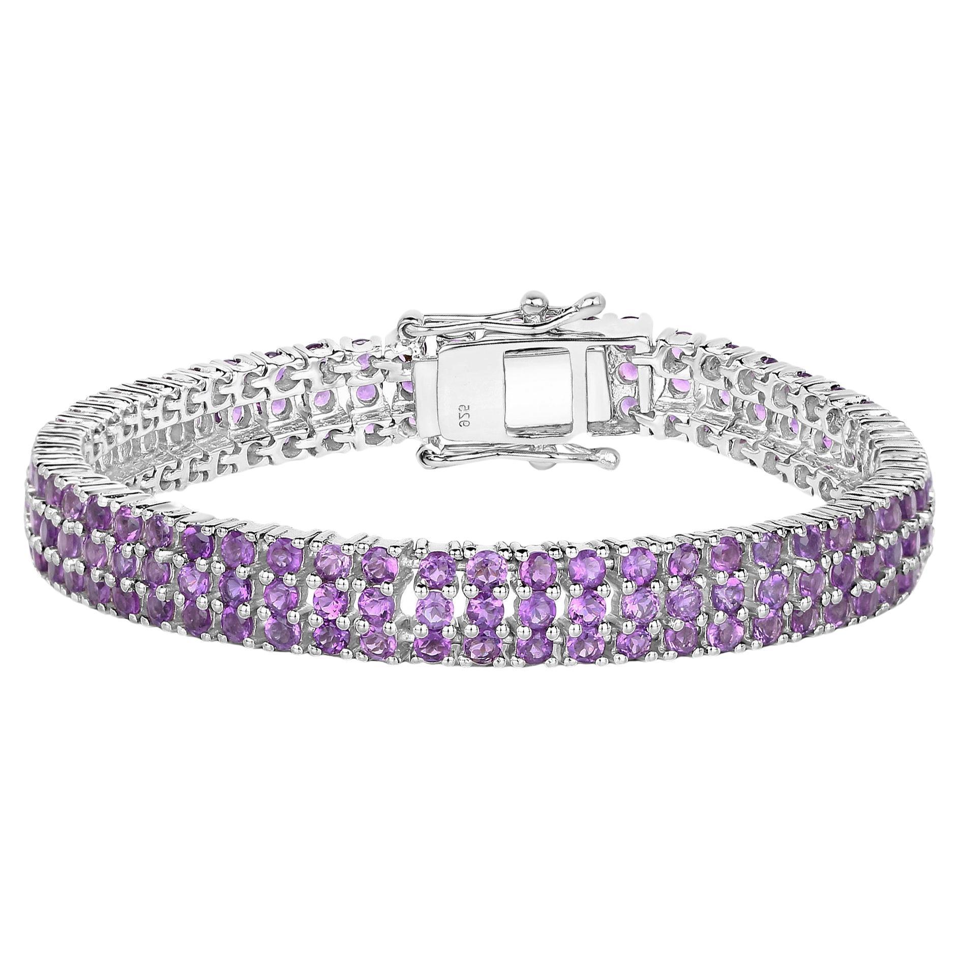 Natural Amethyst Bracelet 10.26 Carats Sterling Silver For Sale