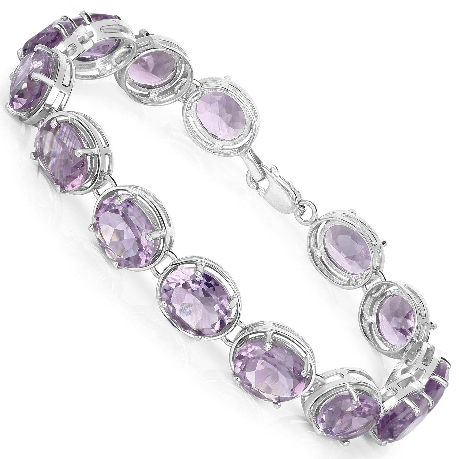 Modern Natural Amethyst Bracelet 30 Carats Sterling Silver For Sale
