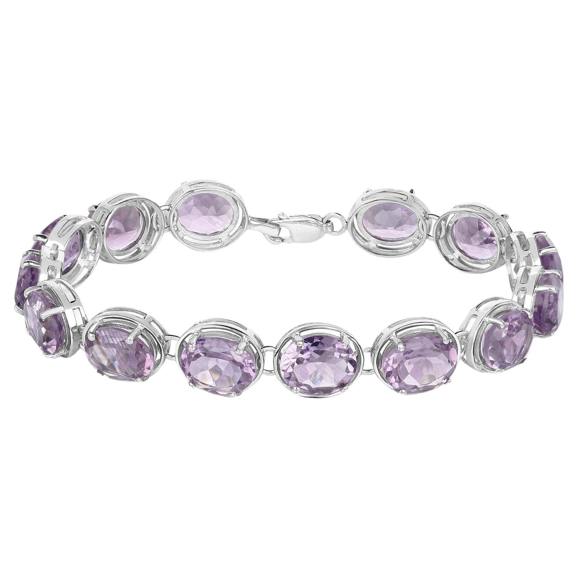 Natural Amethyst Bracelet 30 Carats Sterling Silver