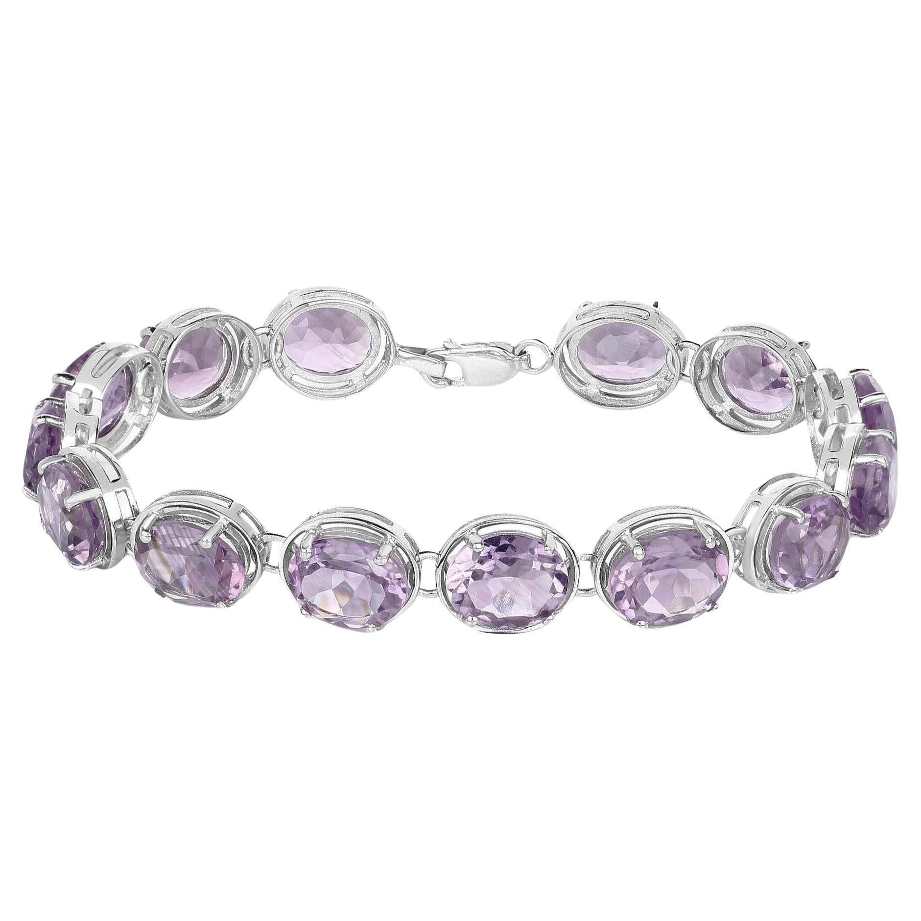 Bracelet d'améthyste naturelle de 30 carats en argent sterling