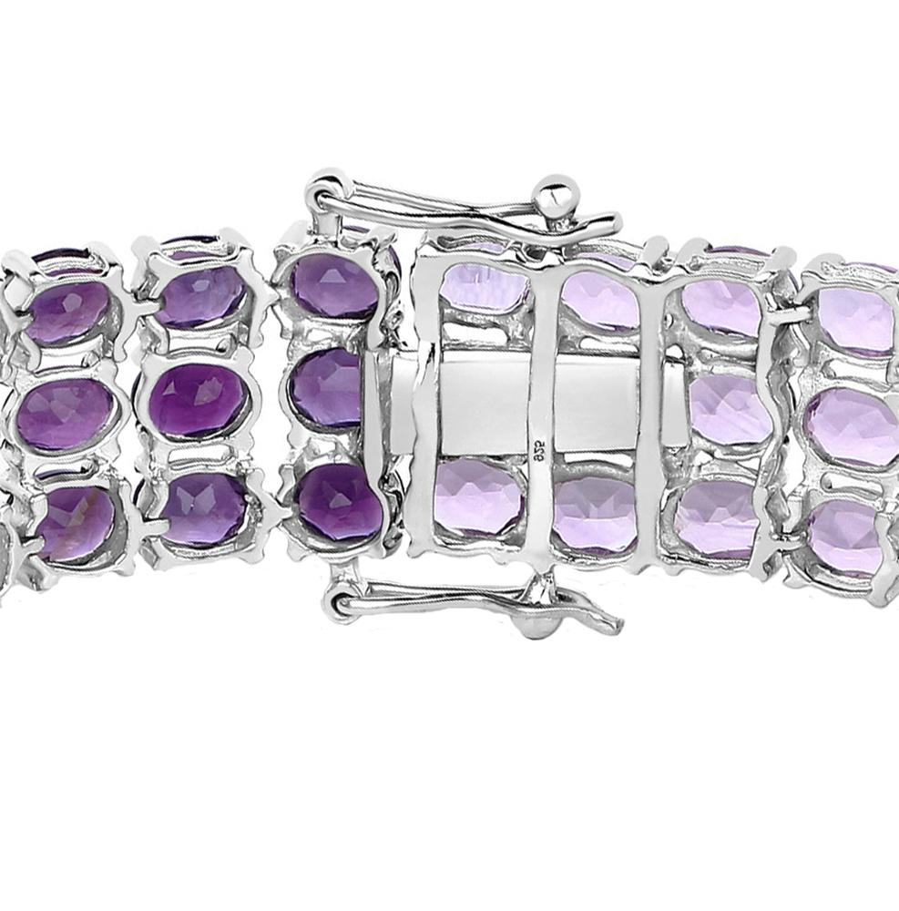 Natural Amethyst Bracelet Light to Dark 32.30 Carats Sterling Silver In New Condition For Sale In Aliso Viejo, CA