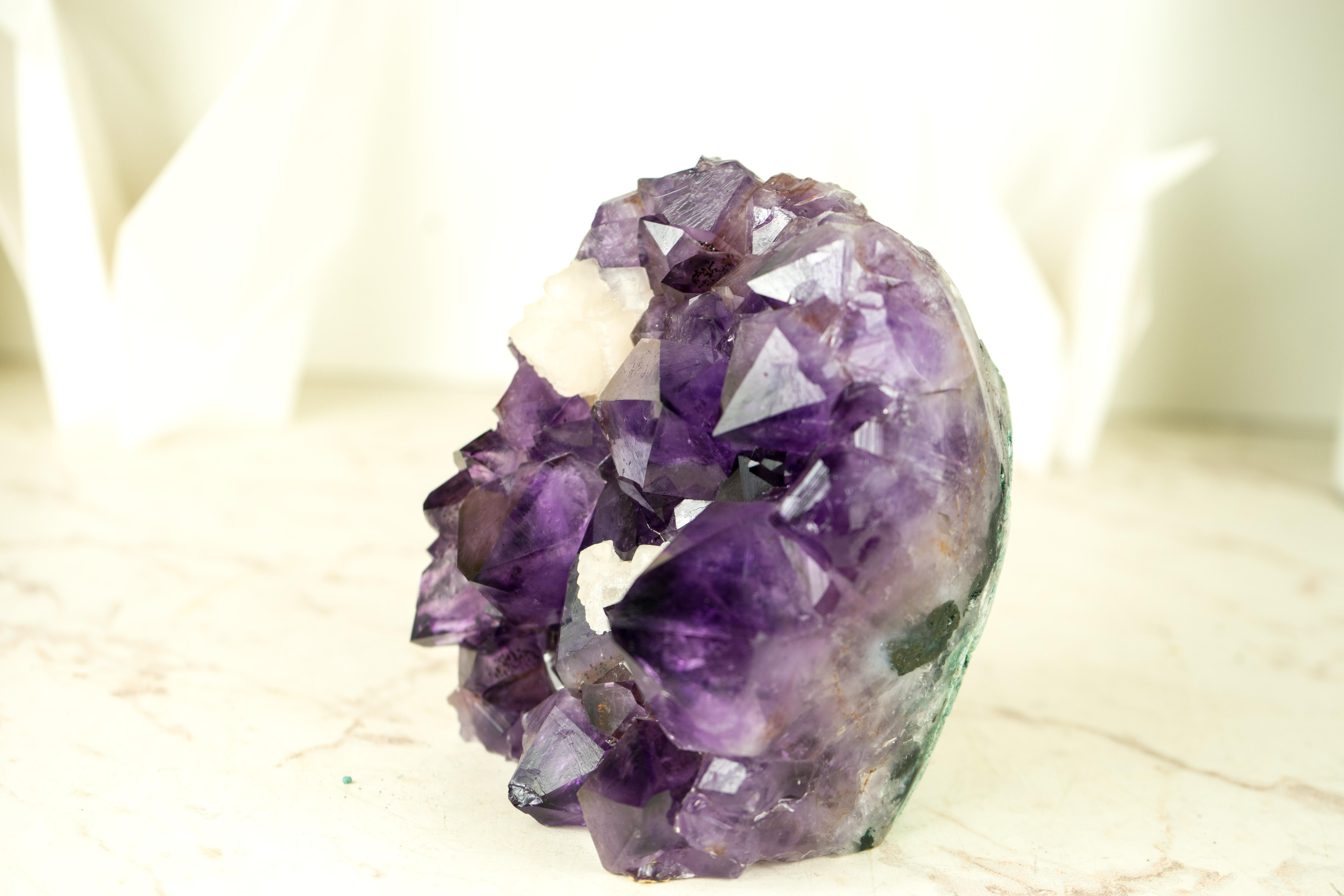 Agate Natural Amethyst Cluster, with Large, AAA, Deep Purple Amethyst Points  For Sale
