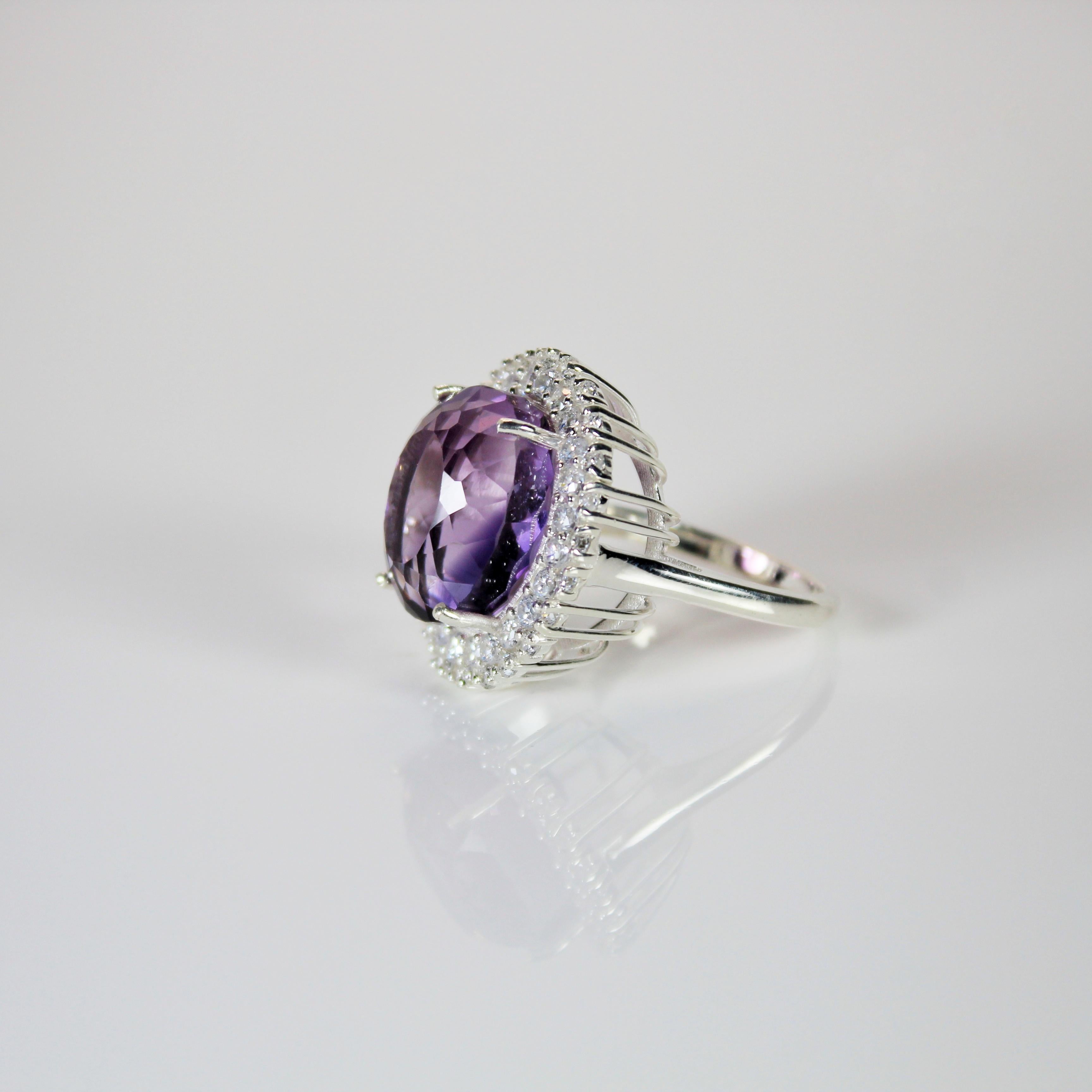 Artisan Natural Amethyst Cocktail Ring For Sale