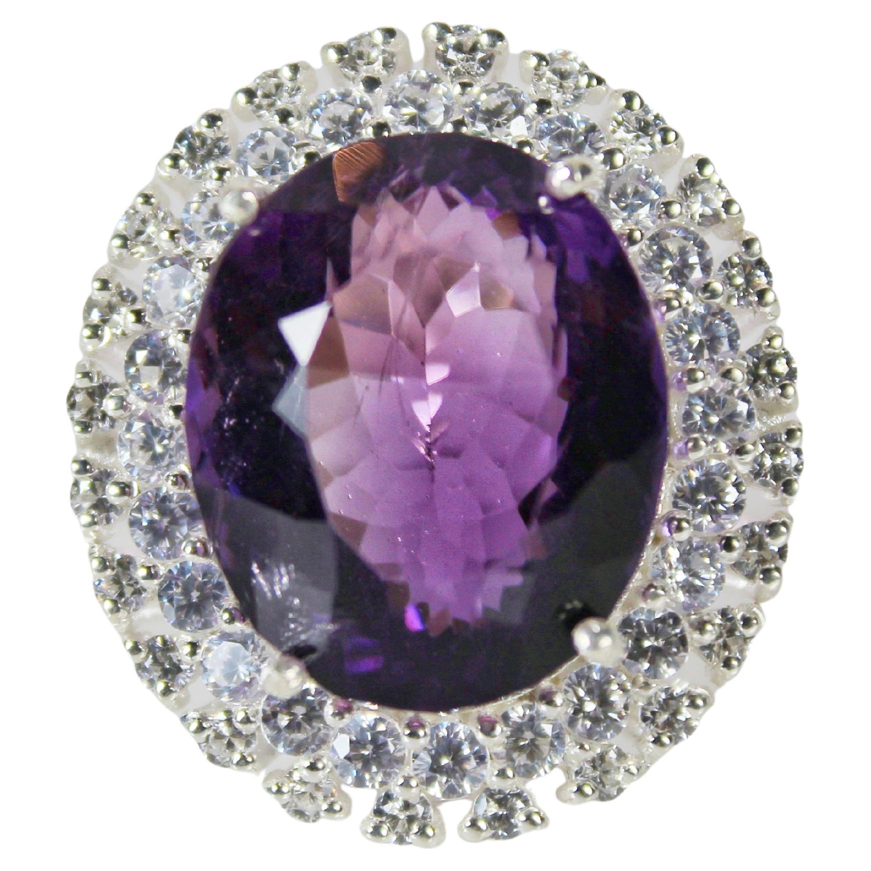 Natural Amethyst Cocktail Ring For Sale