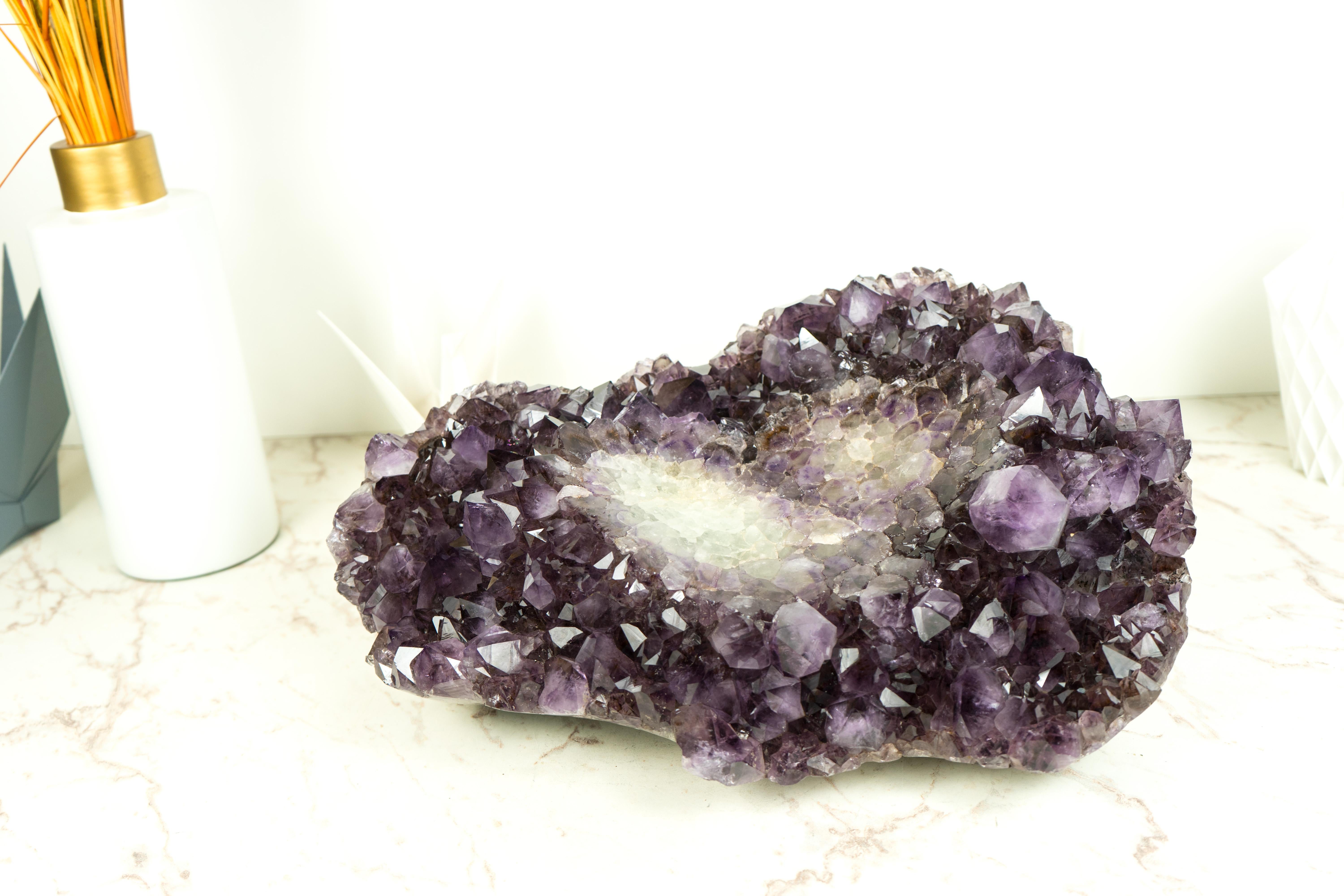Natural Amethyst Decorative Crystal Bowl, Hand Carved Deep Purple Amethyst Plate 4