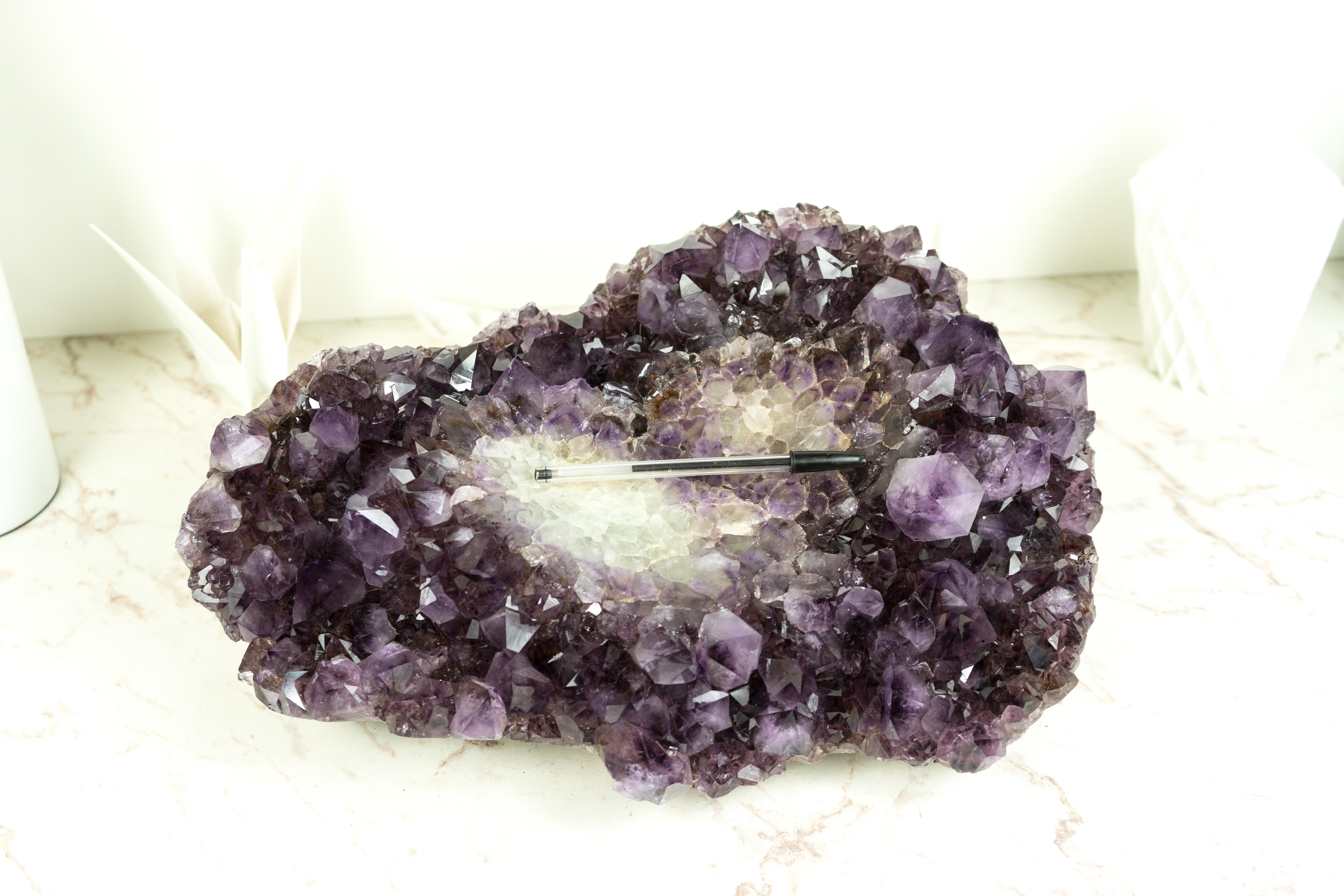 Natural Amethyst Decorative Crystal Bowl, Hand Carved Deep Purple Amethyst Plate 6