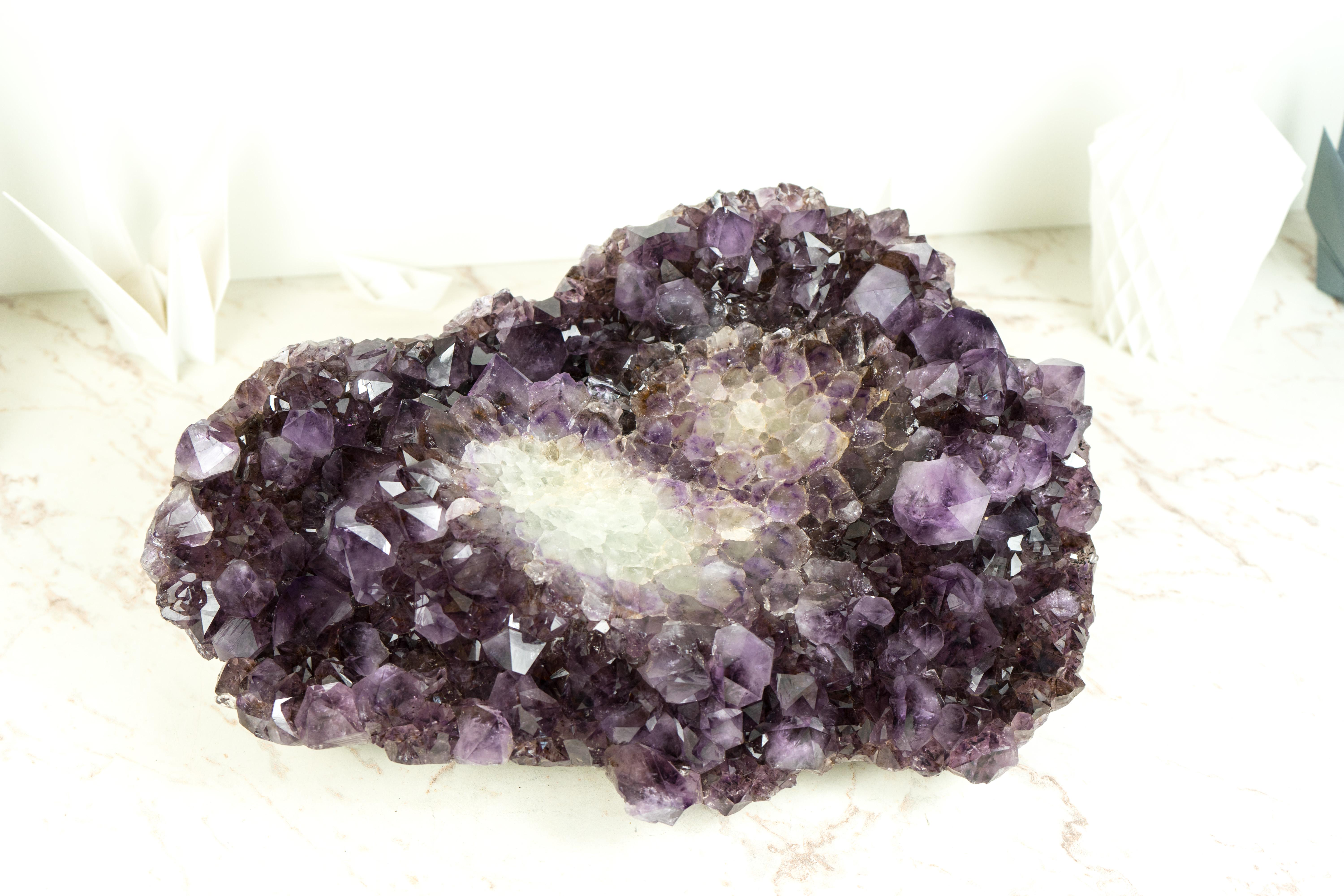 Natural Amethyst Decorative Crystal Bowl, Hand Carved Deep Purple Amethyst Plate 7