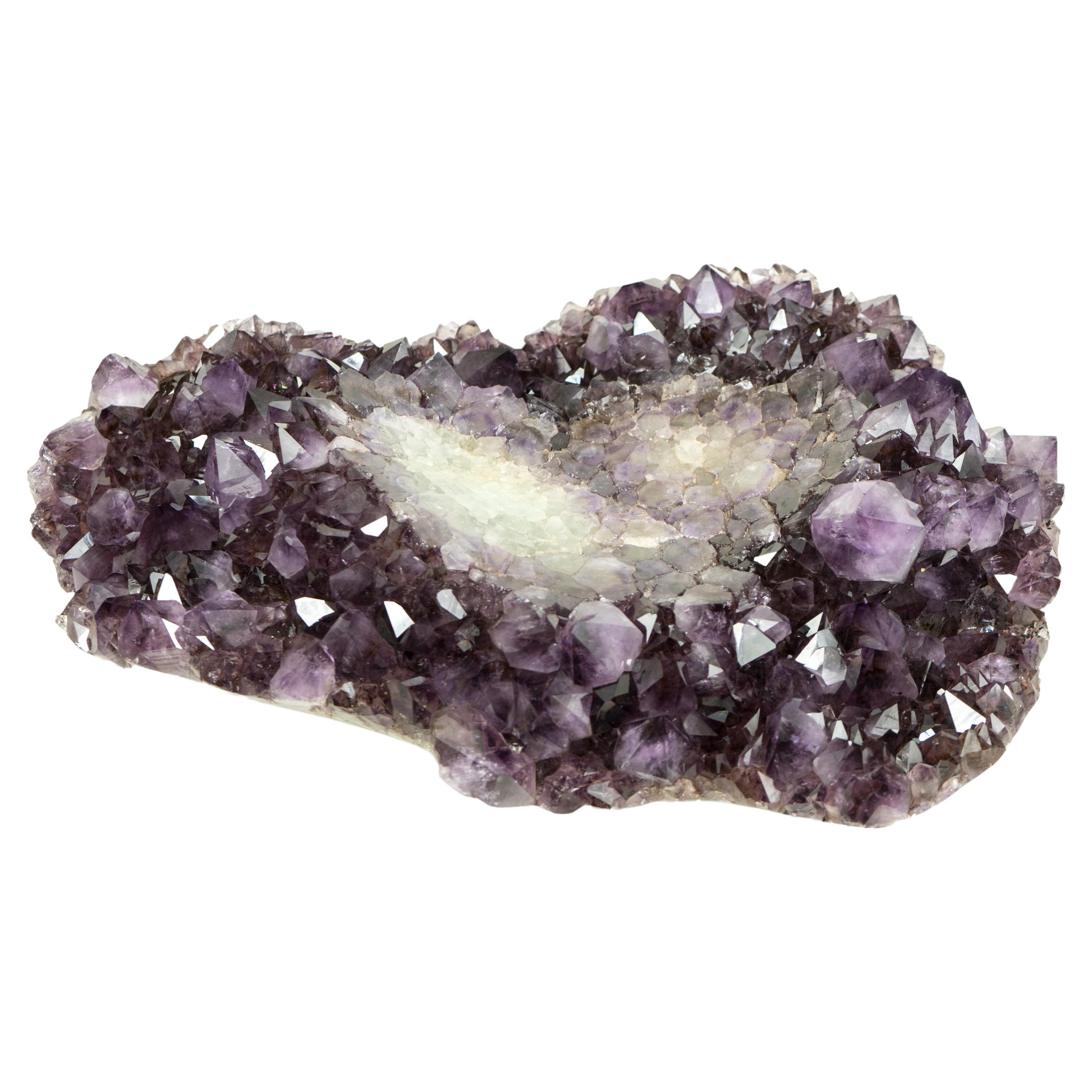 Natural Amethyst Decorative Crystal Bowl, Hand Carved Deep Purple Amethyst Plate