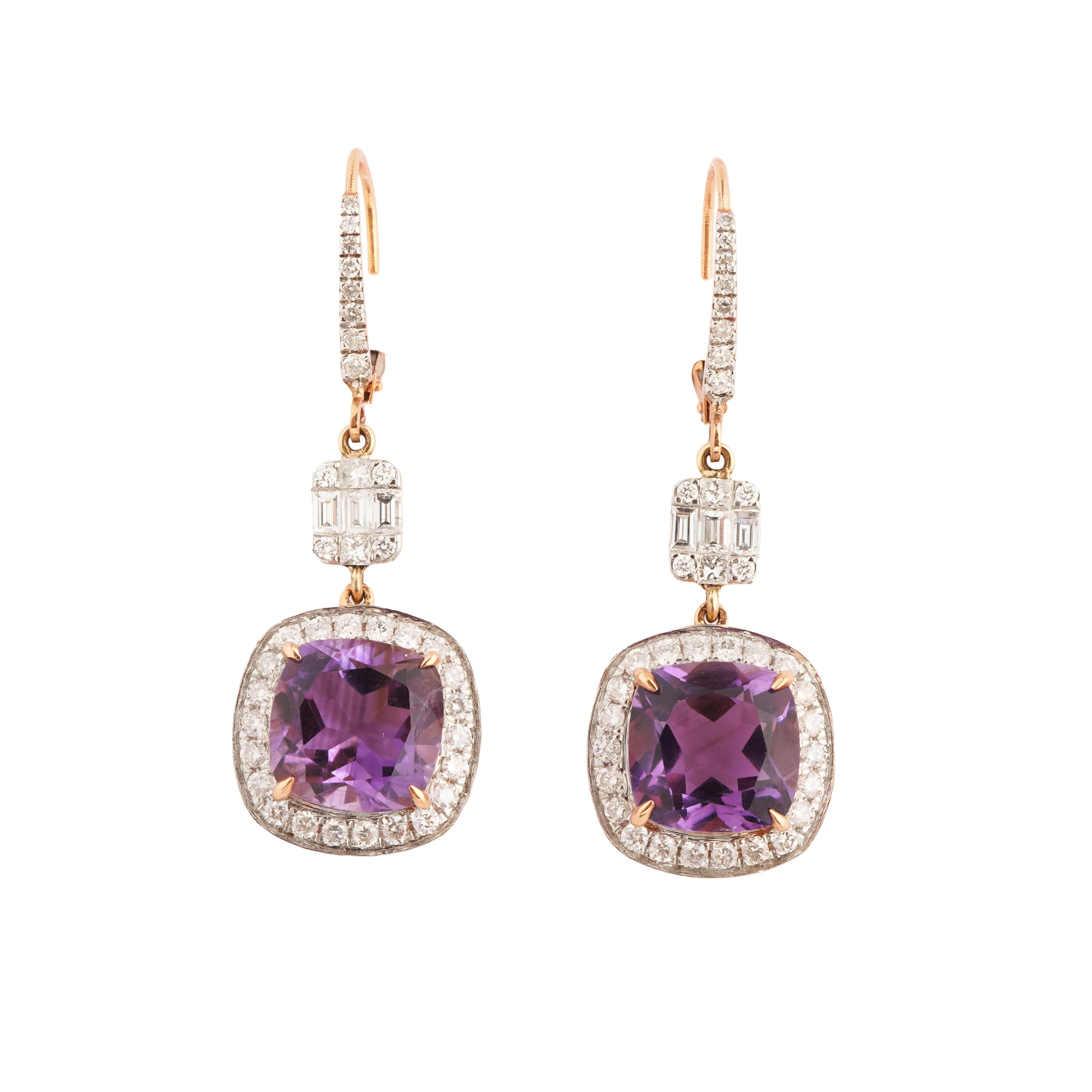 Pendiente de diamante amatista natural en oro de 18k en Nuevo estado para la venta en jaipur, IN