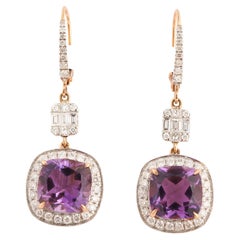 Natural amethyst diamond earring in 18k gold
