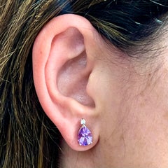 Natural Amethyst Diamond Earrings 14k Gold 3.71 TCW Certified