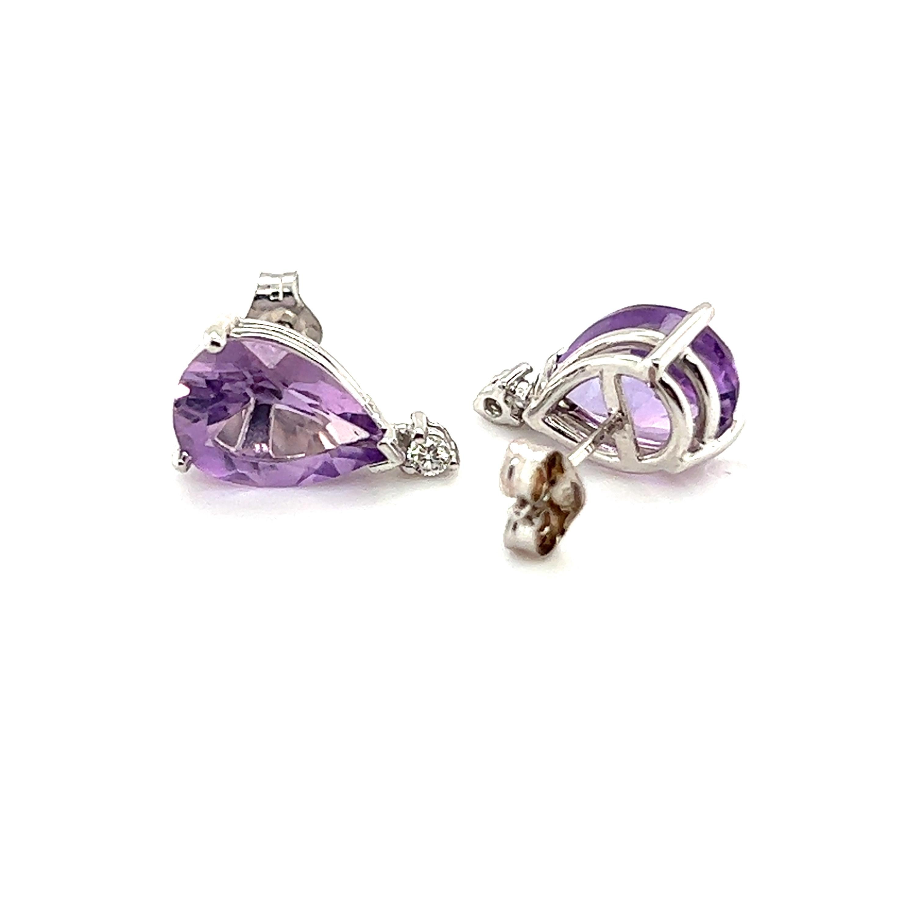 Natural Amethyst Diamond Earrings 14k Gold 3.71 TCW Certified In New Condition For Sale In Brooklyn, NY