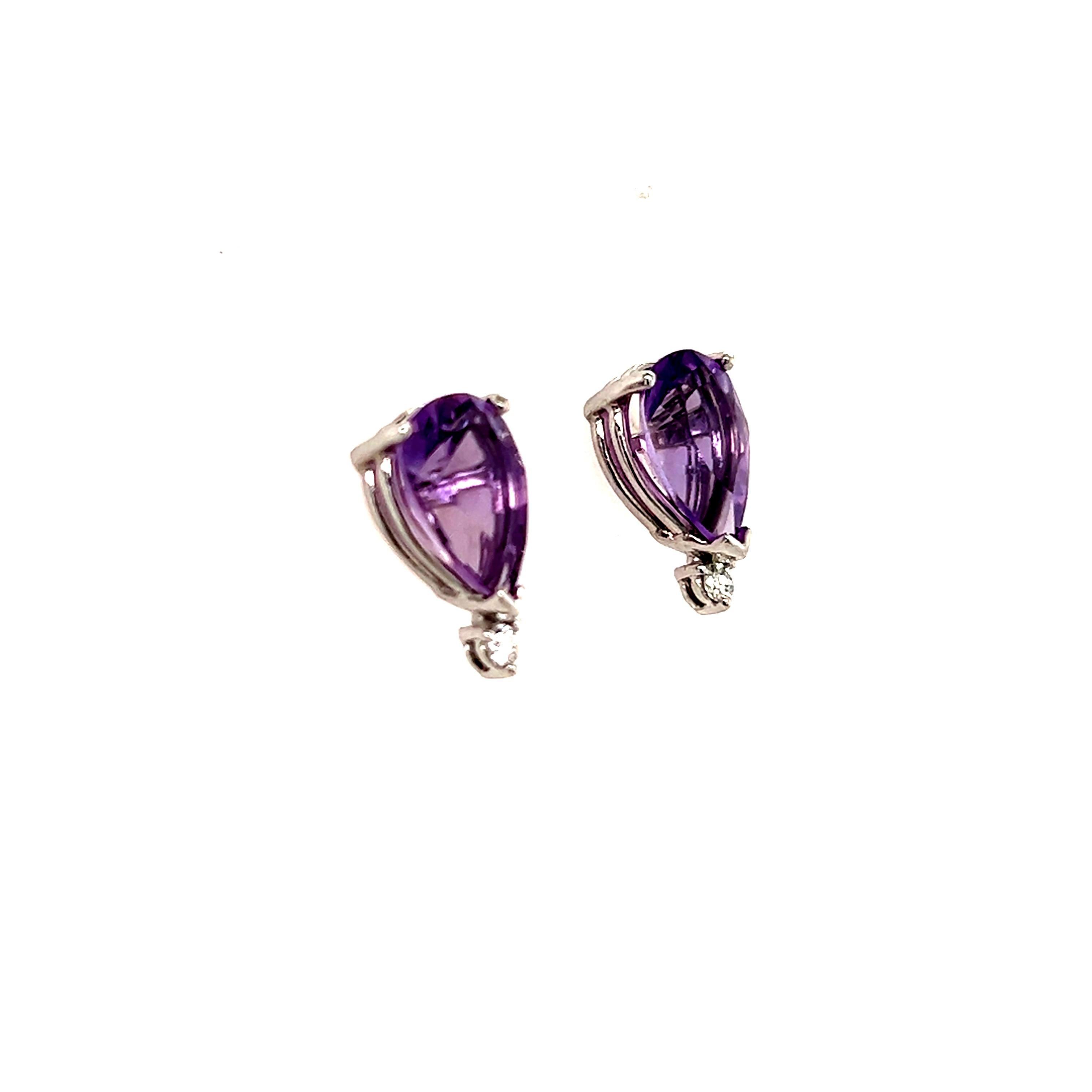 Natural Amethyst Diamond Earrings 14k Gold 3.71 TCW Certified For Sale 3