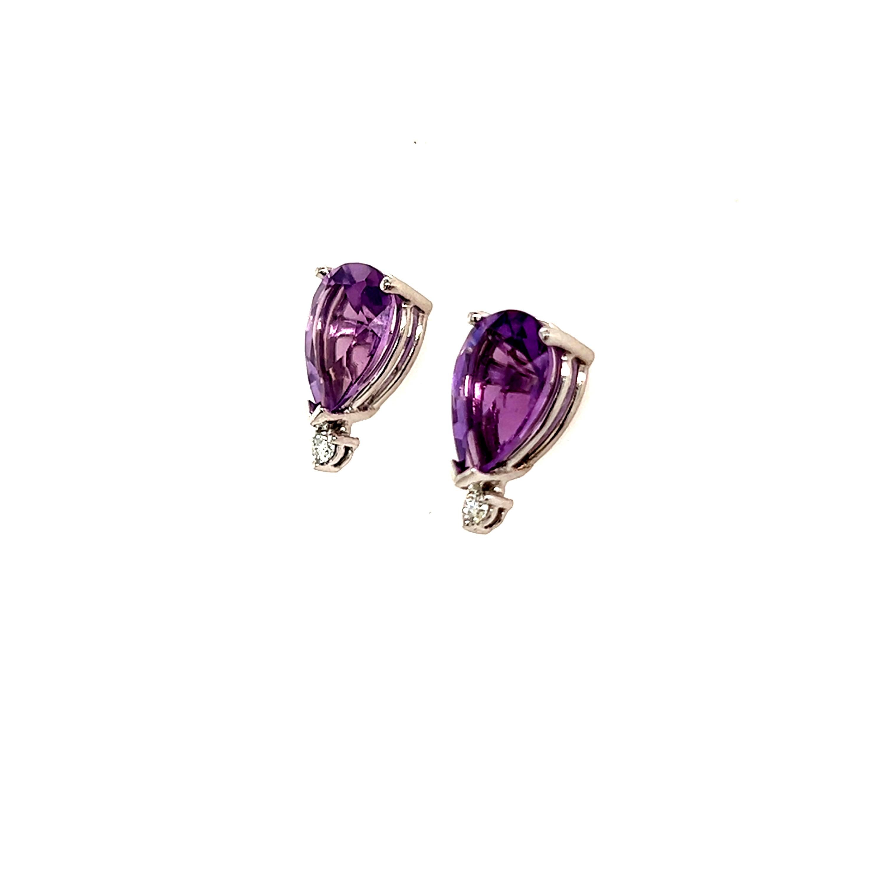 Natural Amethyst Diamond Earrings 14k Gold 3.71 TCW Certified For Sale 4