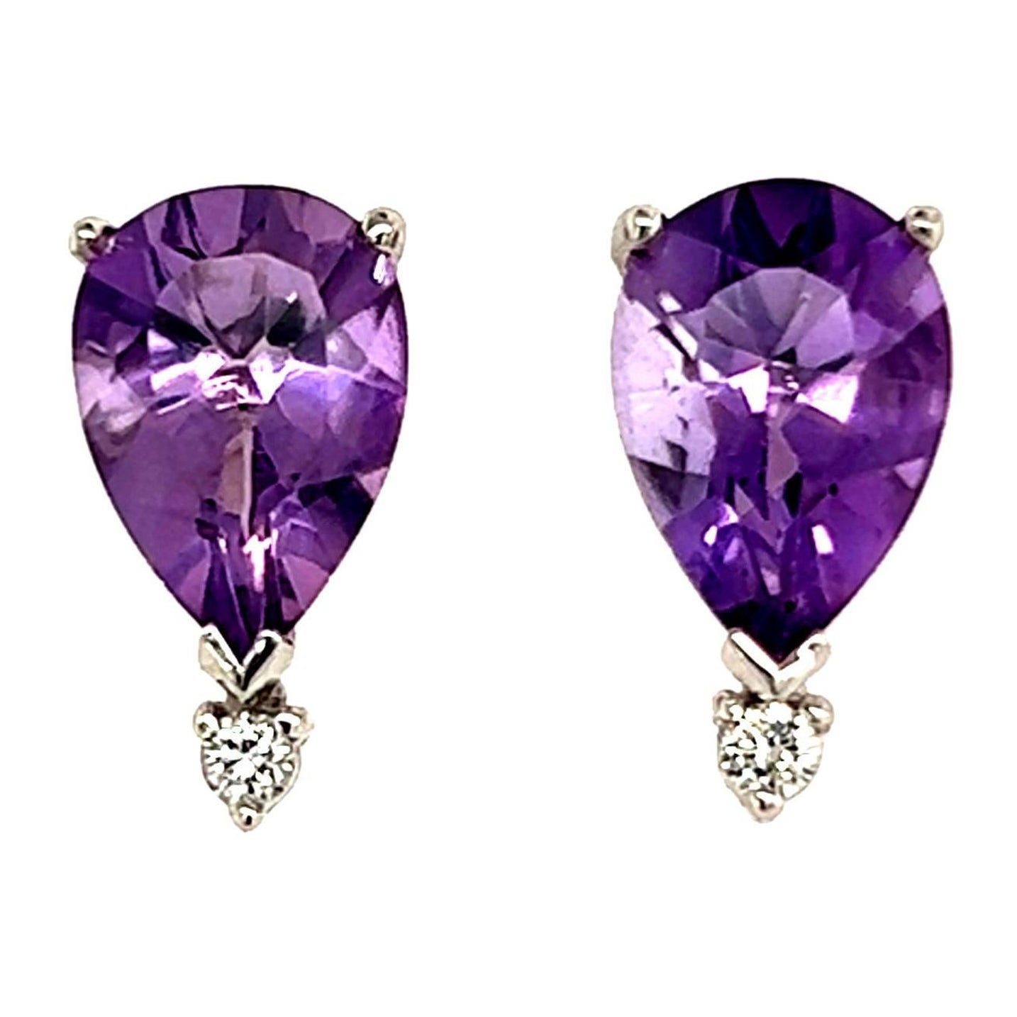 Boucles d'oreilles en or 14 carats avec diamants et améthyste naturelle certifiée TCW de 3,71 carats
