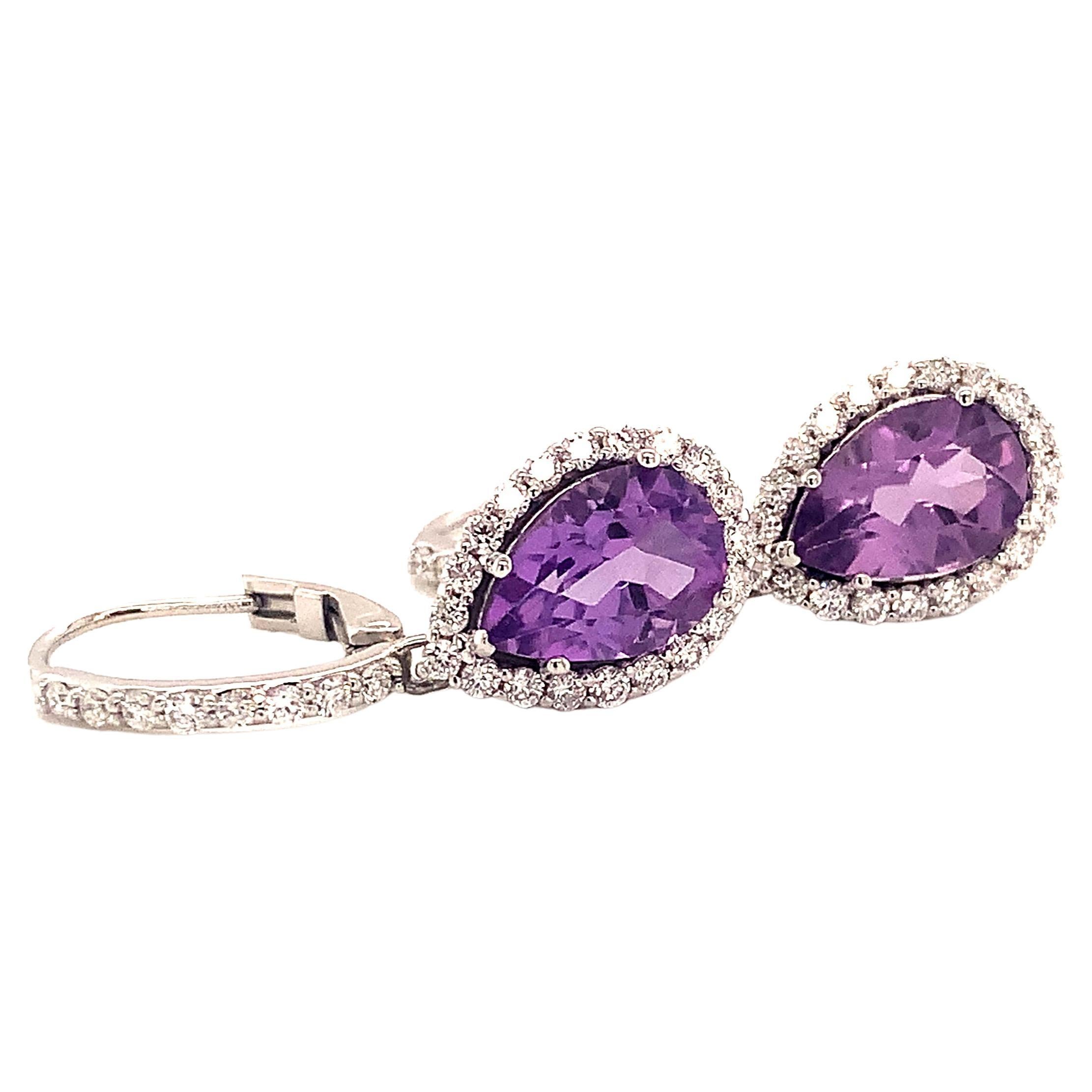 Natural Finely Faceted Quality Amethyst Diamond Earrings 14k Gold 4.25 TCW Certified $3,950 120527

Please look at the video attached for this item. With the video you can see the movement of the item and appreciate the faceting and details