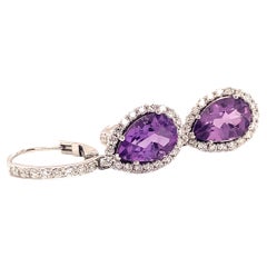 Natural Amethyst Diamond Earrings 14k Gold 4.25 Tcw Certified