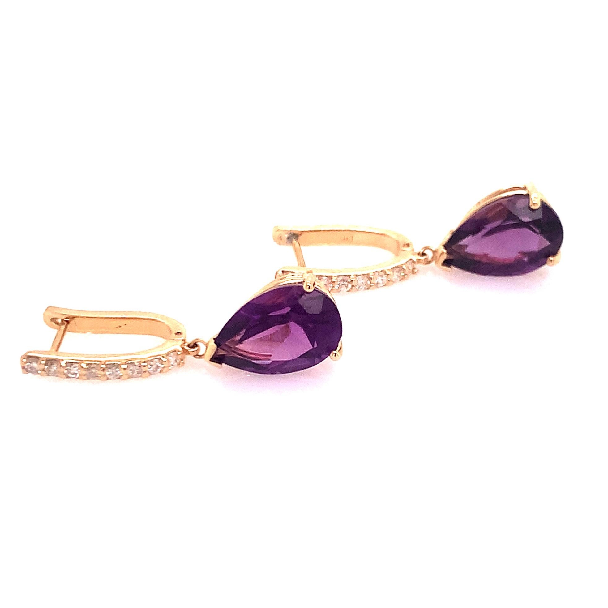 Natural Amethyst Diamond Earrings 14k Gold 6 TCW Certified 6