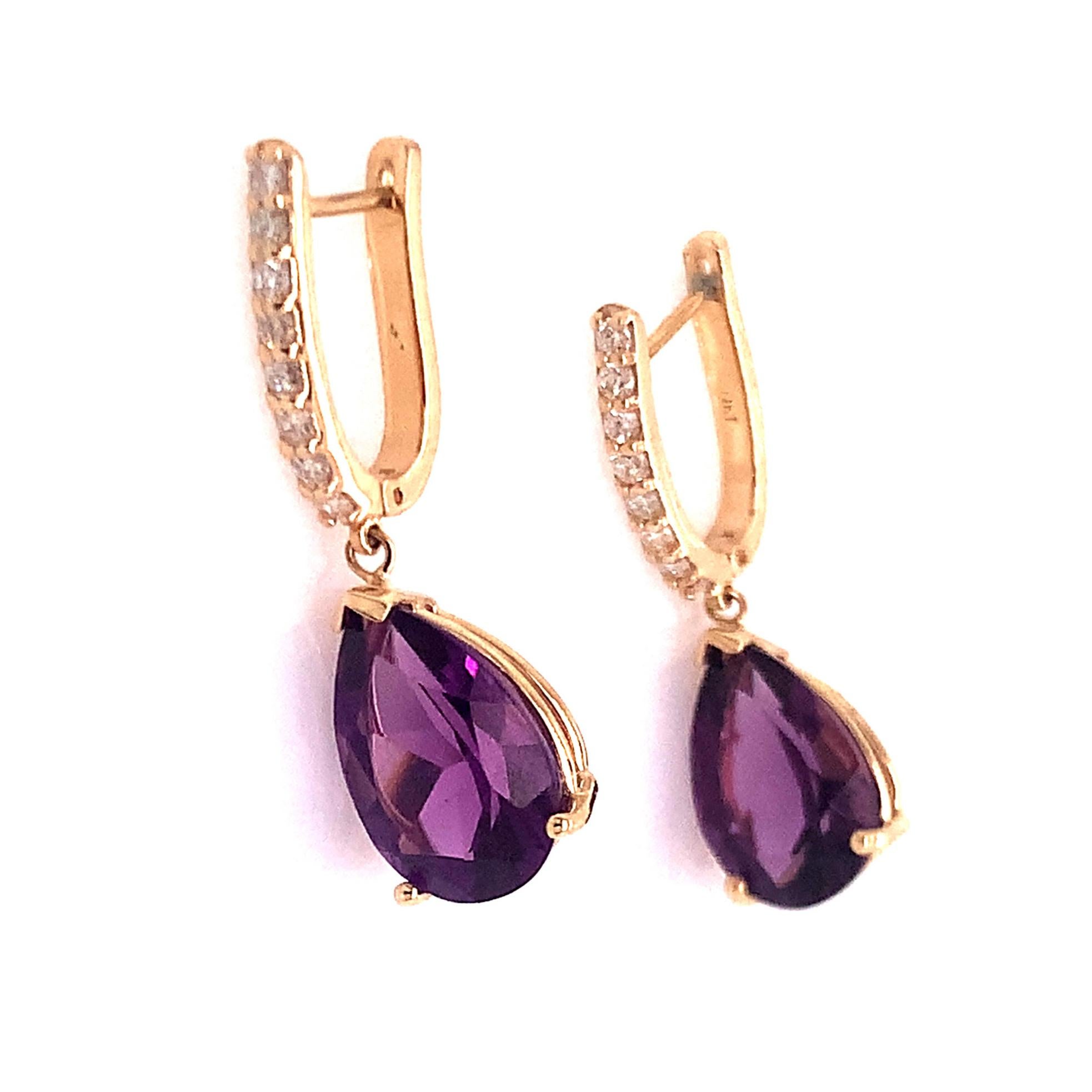 Brilliant Cut Natural Amethyst Diamond Earrings 14k Gold 6 TCW Certified