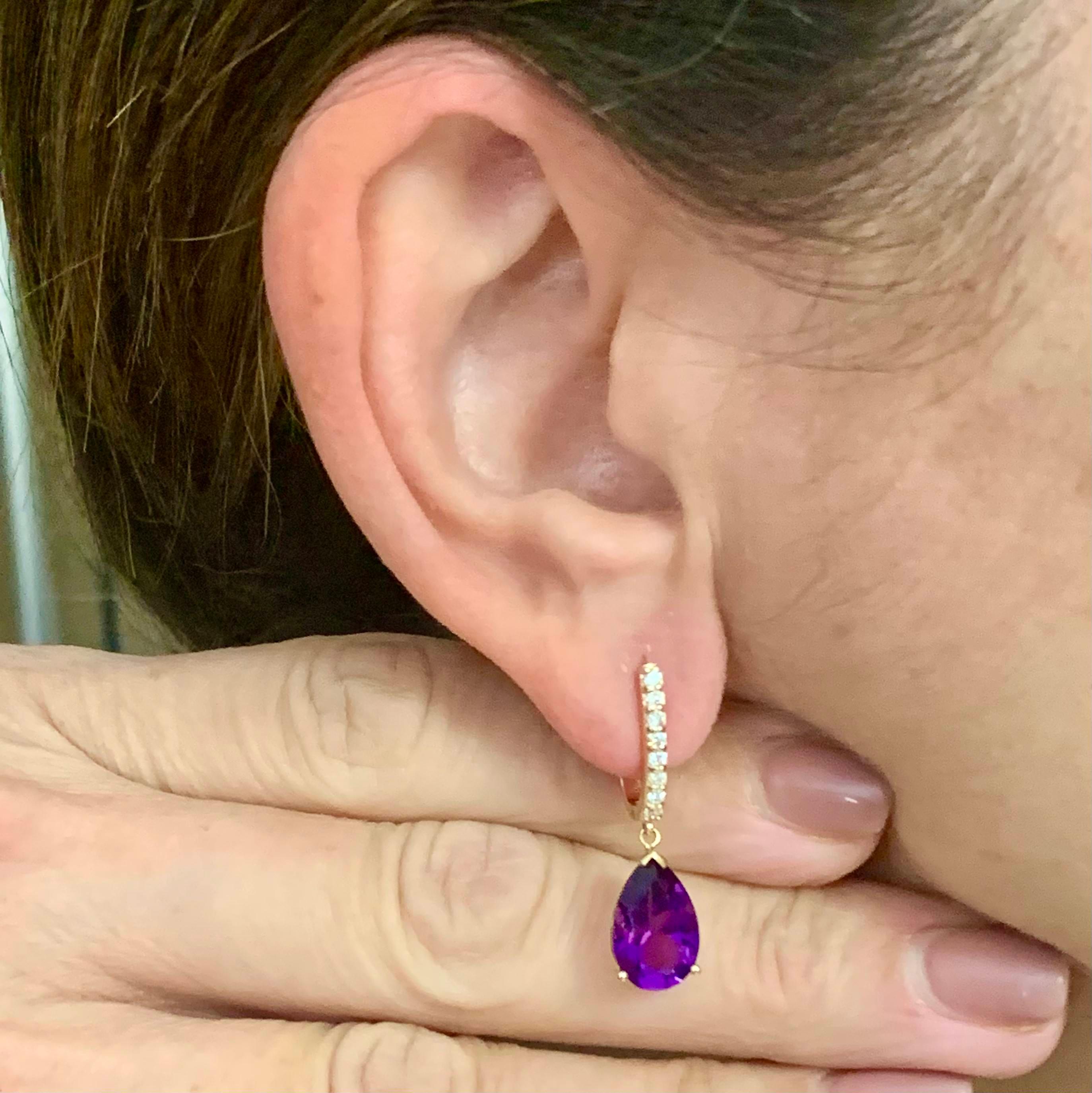 Natural Finely Faceted Quality Amethyst Diamond Earrings 14k Gold 6 TCW Certified $3,090 113446

Please look at the video attached for this item. With the video you can see the movement of the item and appreciate the faceting and details
