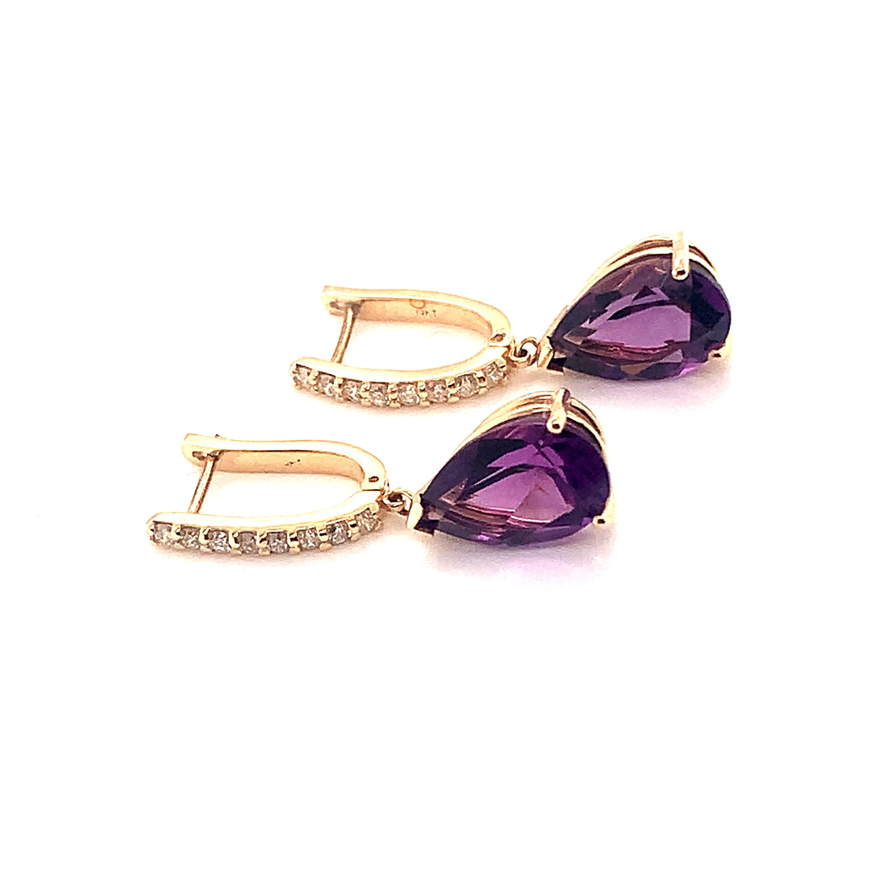 Natural Amethyst Diamond Earrings 14k Gold 6 TCW Certified 3