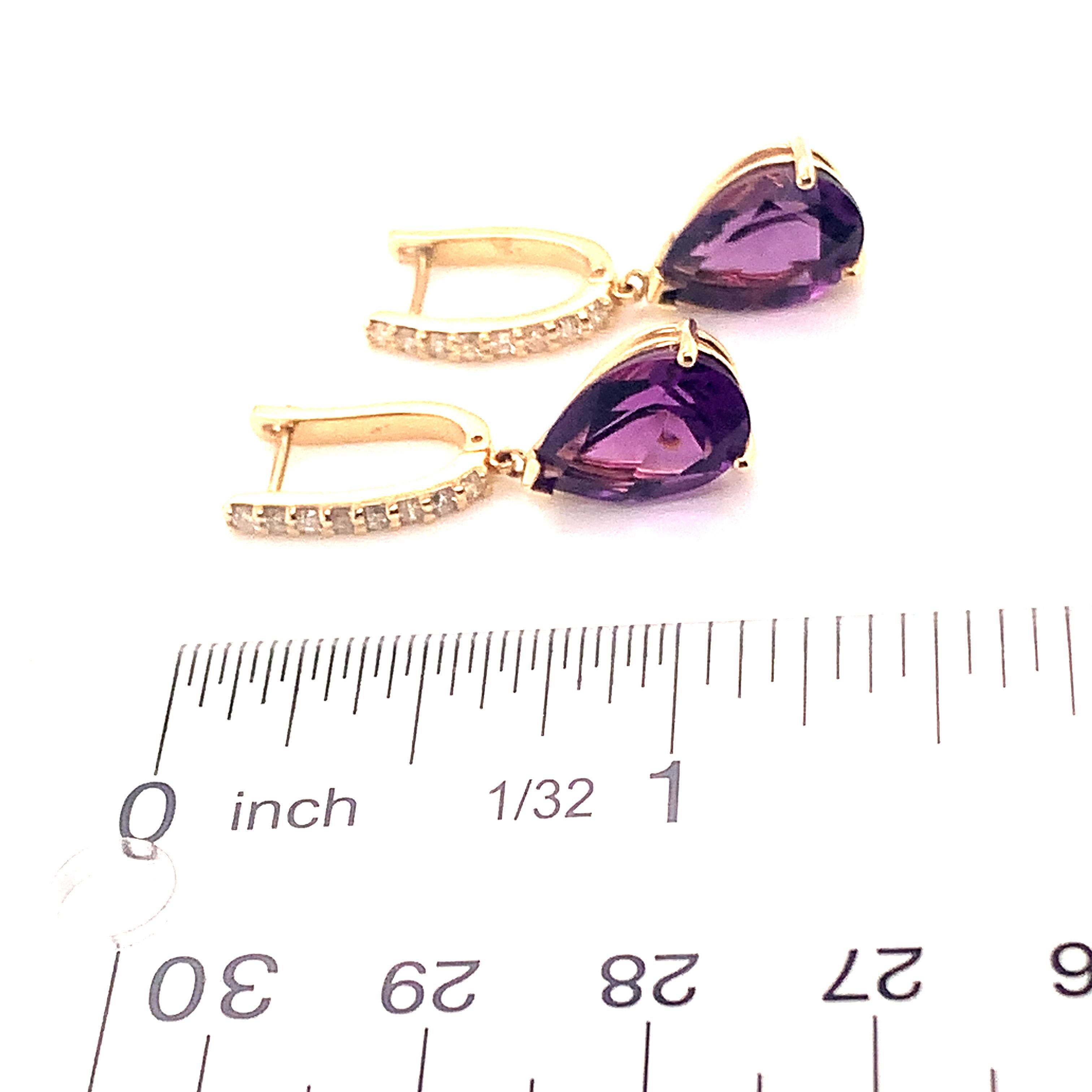 Natural Amethyst Diamond Earrings 14k Gold 6 TCW Certified 4