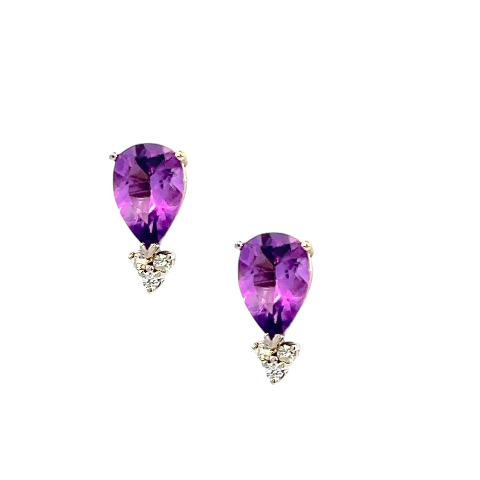 Orecchini con diamanti di ametista naturale in oro 14k W certificati 3,62 TCW in vendita 1