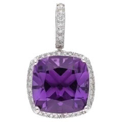 Pendentif en or 14k avec améthyste naturelle et diamant