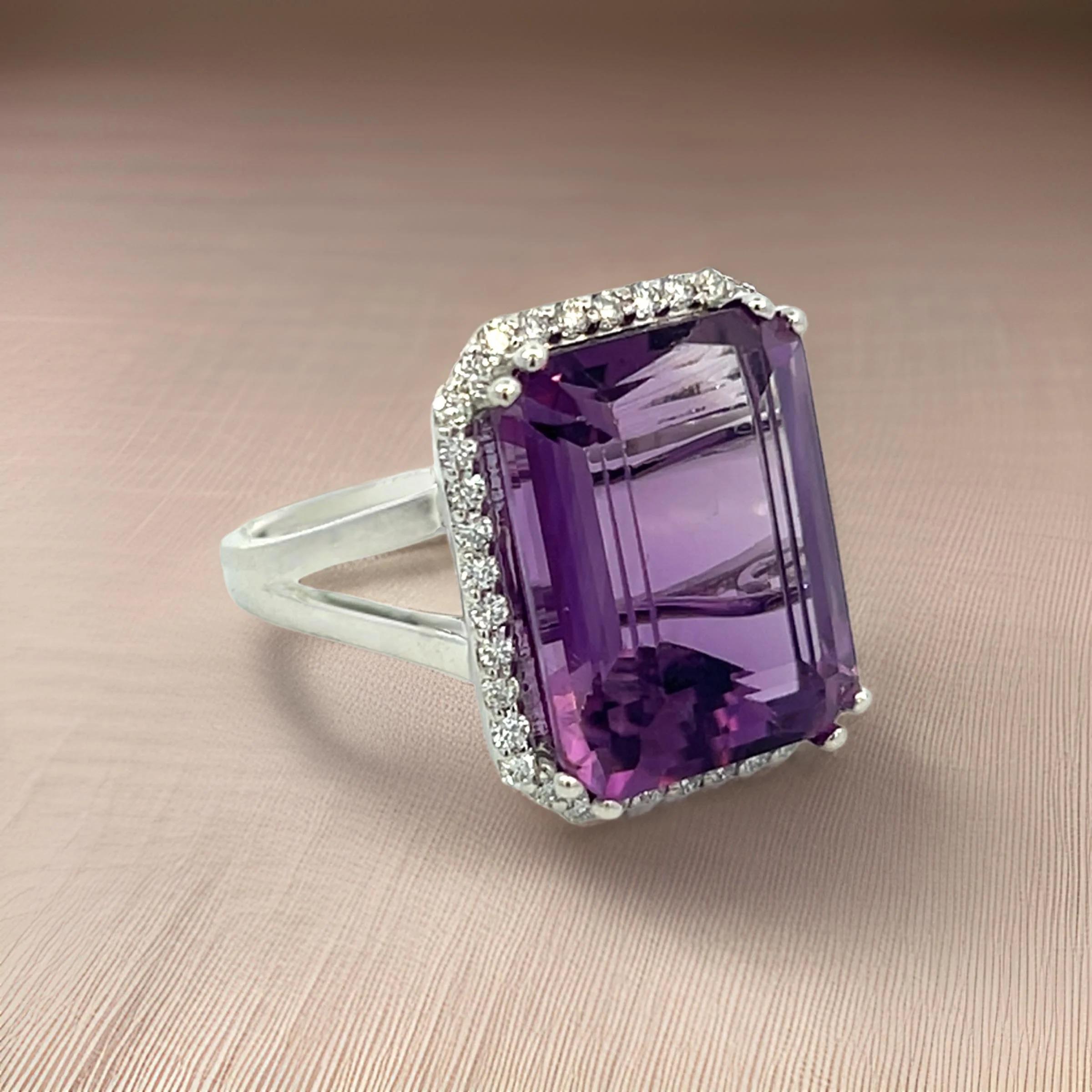 Natural Amethyst Diamond Ring Size 6.5, 14k Gold 12.48 TCW Certified For Sale 5