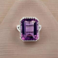 Natural Amethyst Diamond Ring Size 6.5, 14k Gold 12.48 TCW Certified