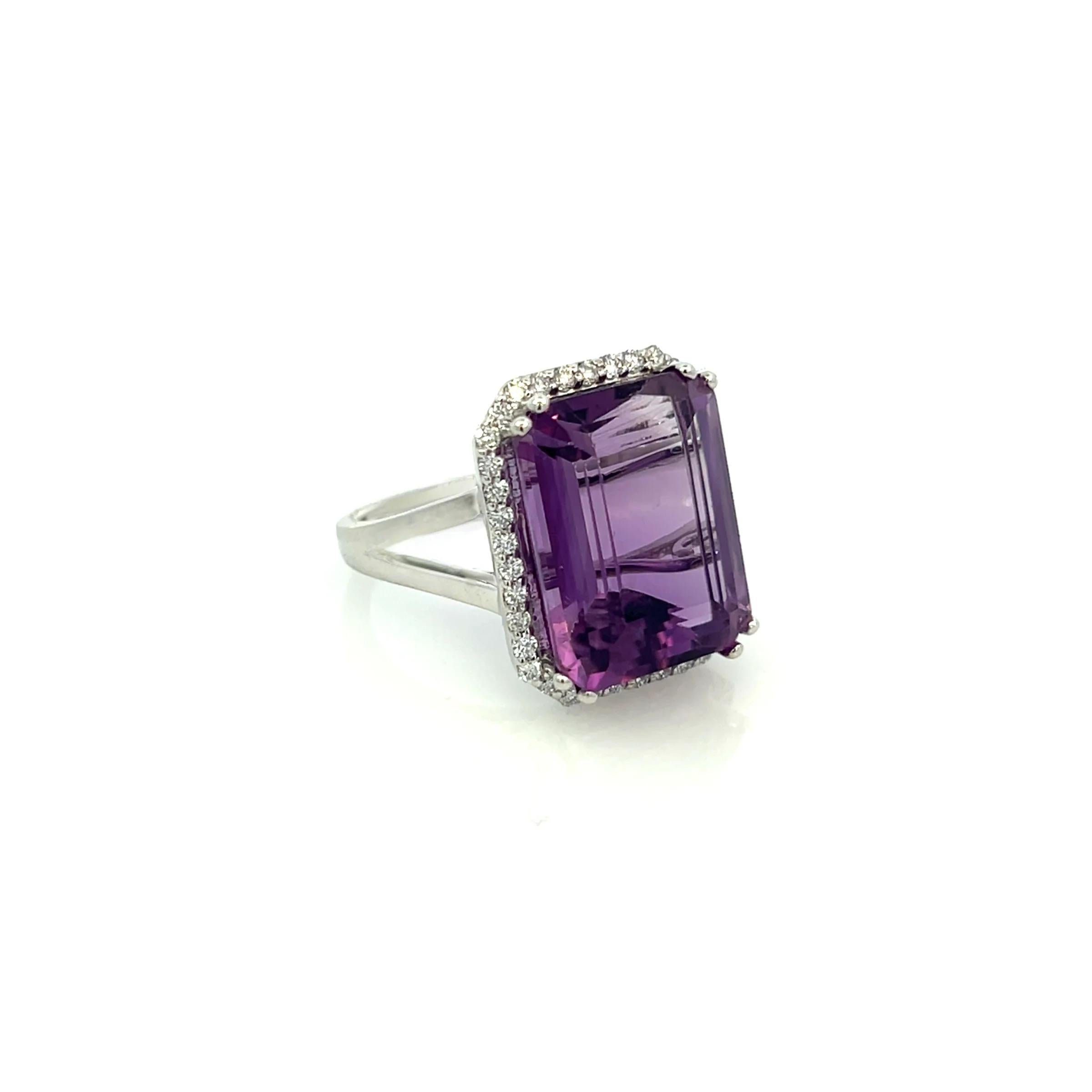 Natural Amethyst Diamond Ring Size 6.5, 14k Gold 12.48 TCW Certified For Sale 1