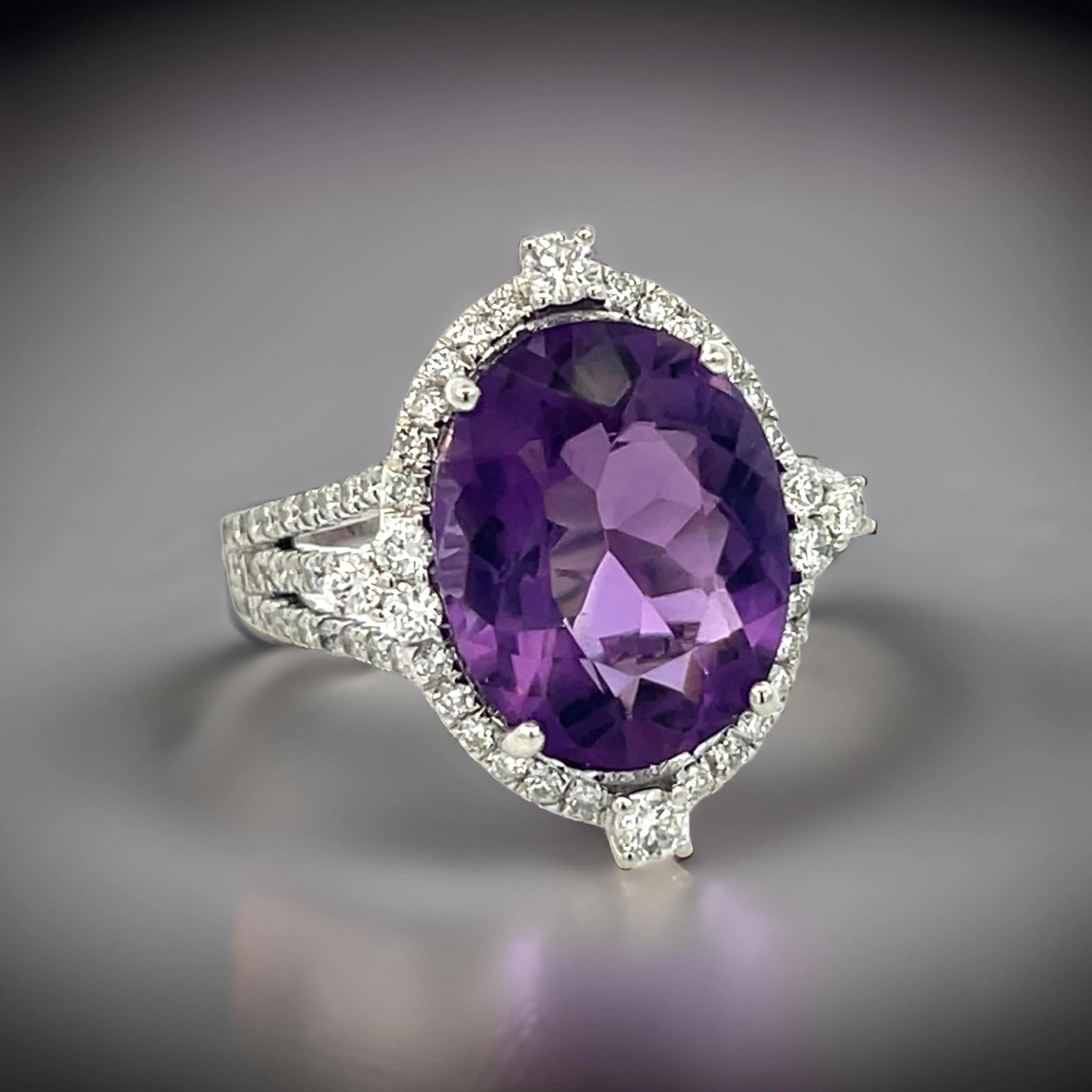 Anillo de amatista y diamante de calidad natural Oro blanco de 14k 8,83 TCW Certificado $4.950 409157

Este magnífico anillo de amatista natural ovalada y diamante es una impresionante obra de arte, elaborada en oro blanco de 14 quilates con un peso