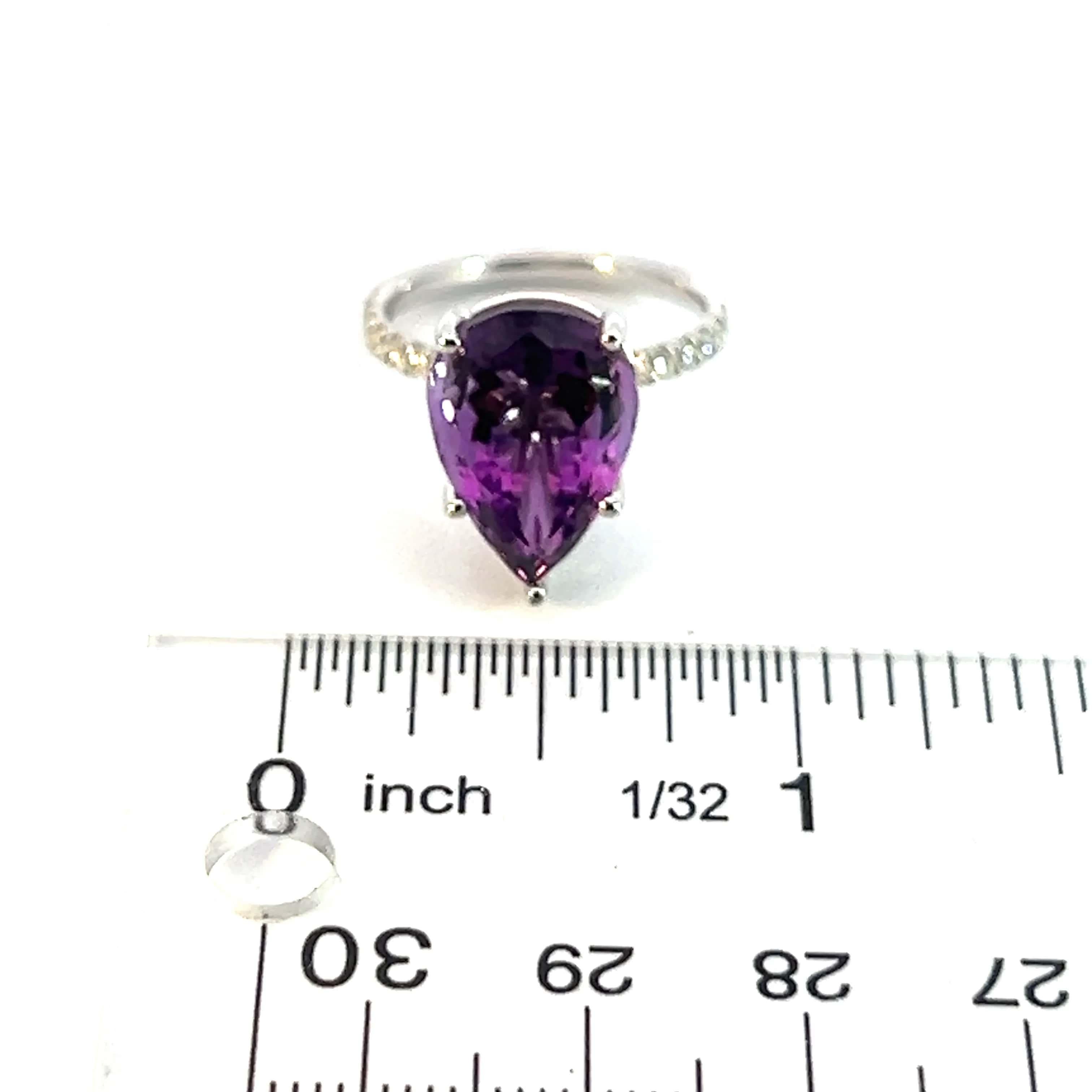 Natural Amethyst Diamond Ring 6.5 14k White Gold 7.67 TCW Certified For Sale 9