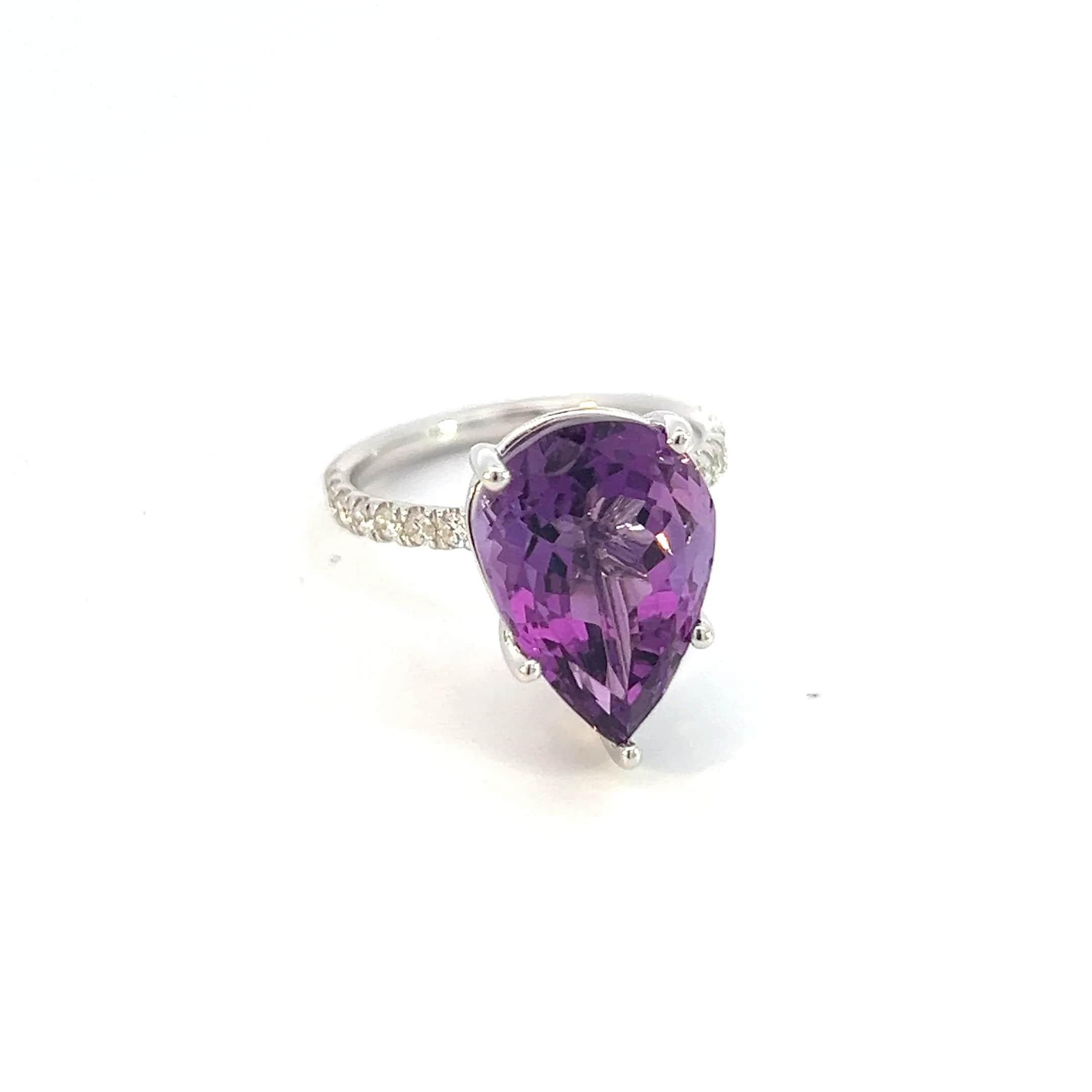 Natural Amethyst Diamond Ring 6.5 14k White Gold 7.67 TCW Certified For Sale 3
