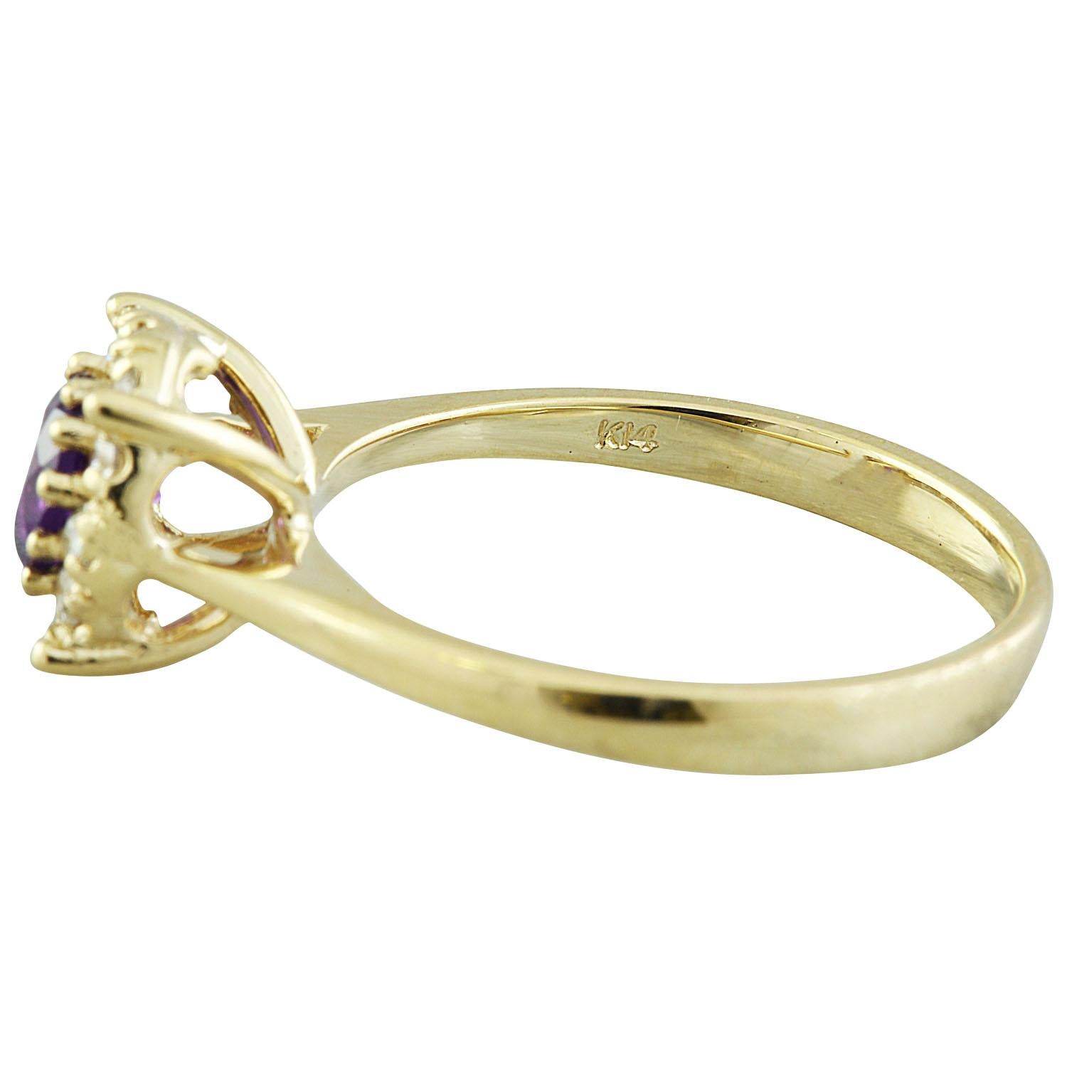 Natural Amethyst Diamond Ring In 14 Karat Yellow Gold In New Condition For Sale In Los Angeles, CA
