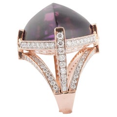Anillo de diamantes amatista natural en oro de 14k