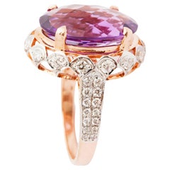 Natural amethyst diamond ring in 14k gold